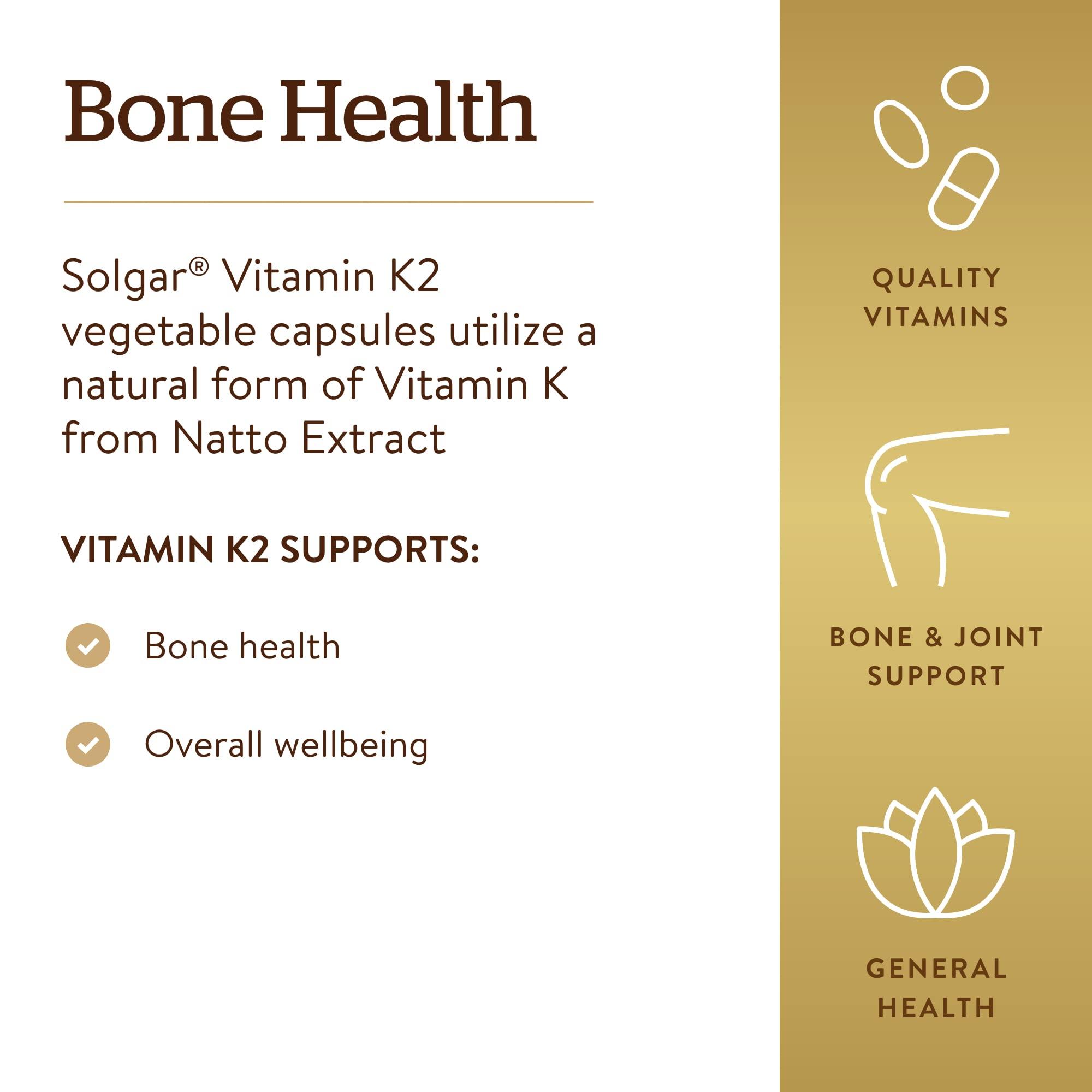 Solgar Naturally Sourced Vitamin K2 (MK-7) 100 mcg - 50 Vegetable Capsules - Supports Bone Health - Whole Food Source from Natto Extract - Non-GMO, Gluten Free - 50 Total Servings - Image 4
