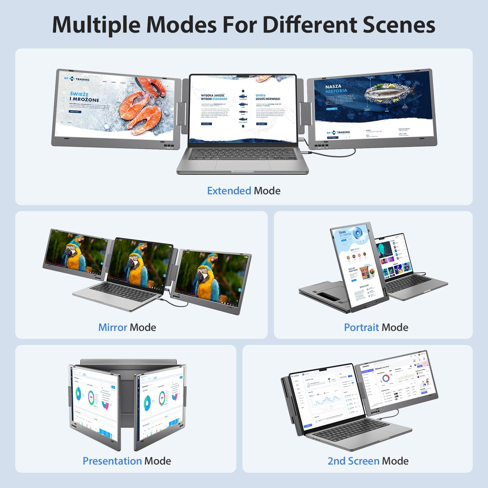 KYY Laptop Screen Extender, 14'' FHD 1080P USB-C Portable Monitor, IPS Computer Monitor, Dual Monitor for Triple Screen, for 12"-16" Laptop (Mac, Wins, Android) - Image 6