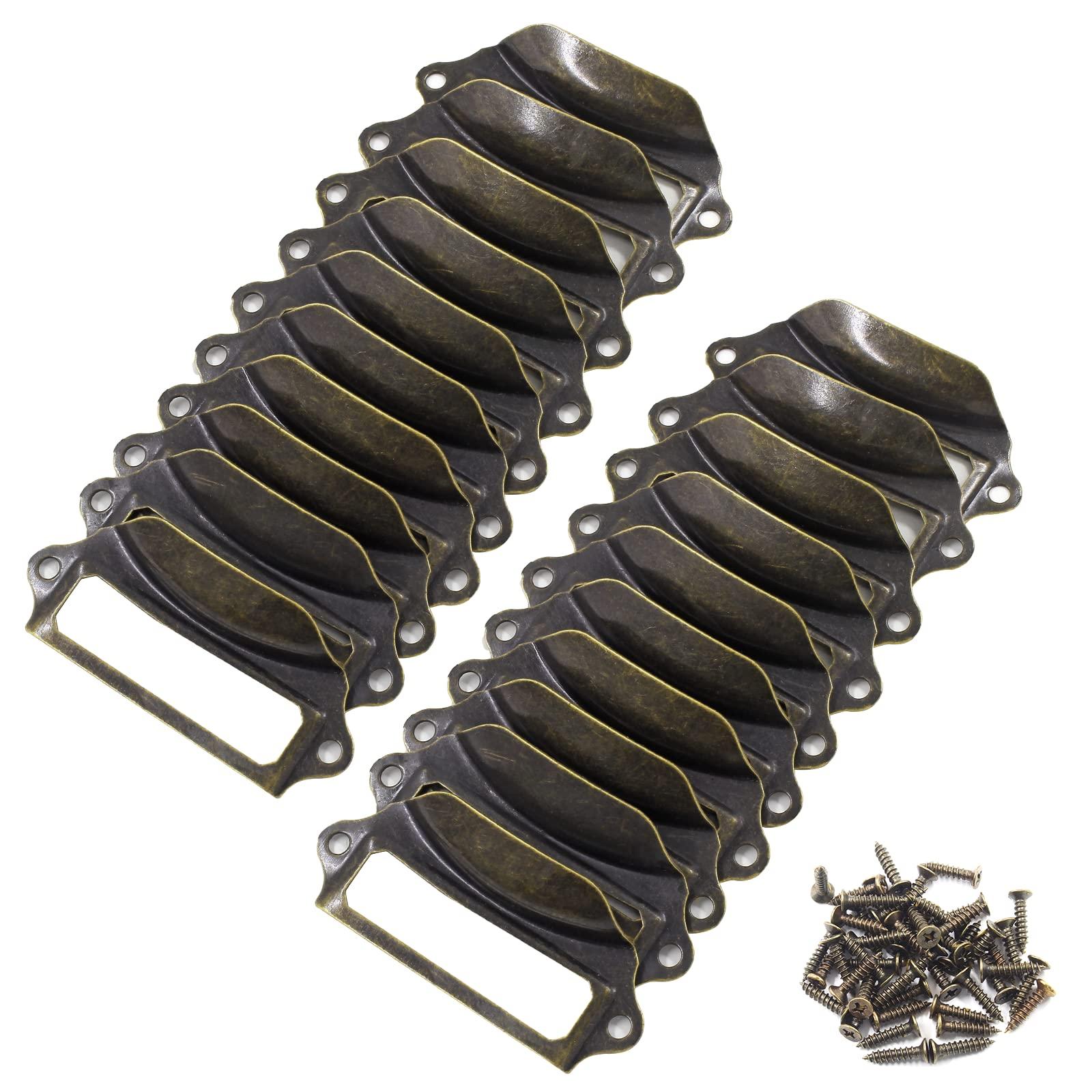 Auvotuis 30Pcs Antique Bronze Frame Tag Label Holder Office Library File Drawer Tag, Metal Vintage Cabinet Label Card Pull Handles with Screws for Furniture - Image 7
