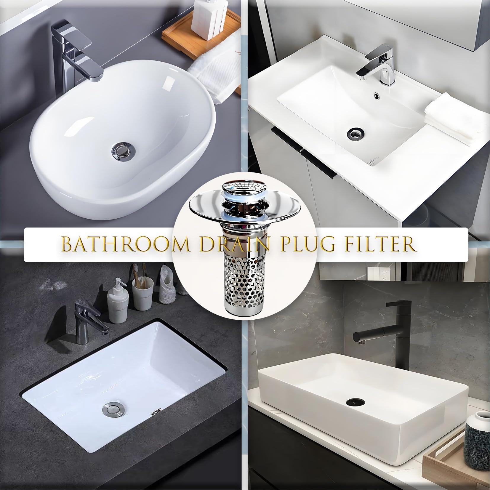 2PCS Bathroom Sink Drain Strainer,Stainless Steel Bathroom Drain Filter,Drain Plug Filter,Hair Catching Sink Drain,Floor Drain Filter,Bathroom Drain Sink Stopper. (Silver-b) - Image 3