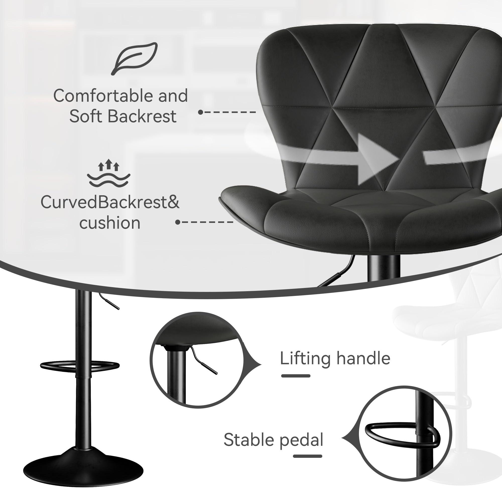 Daluvenix Bar Stools Set of 2,Adjustable Swivel Barstools, Faux Leather Bar Chairs,Upholstered Counter Height with High Backrest for Kitchen Island, Black - Image 4