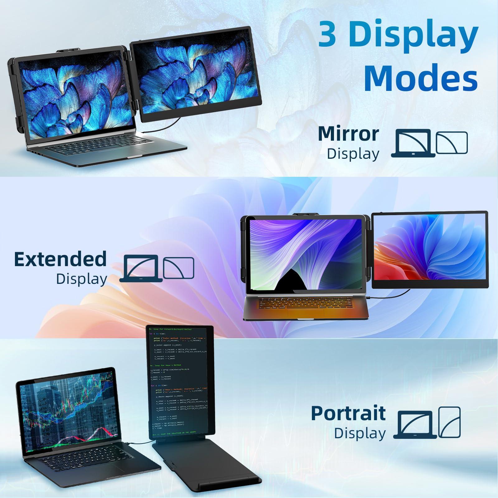 BKVOO Laptop Screen Extender Travel Monitor - 14" Dual Portable Monitor IPS FHD 1080P Travel Work Extra Screen Plug n Paly USB-C HDMI Port Compatible with Wins Mac Chrome Dex Fits 13-17" Laptops - Image 7