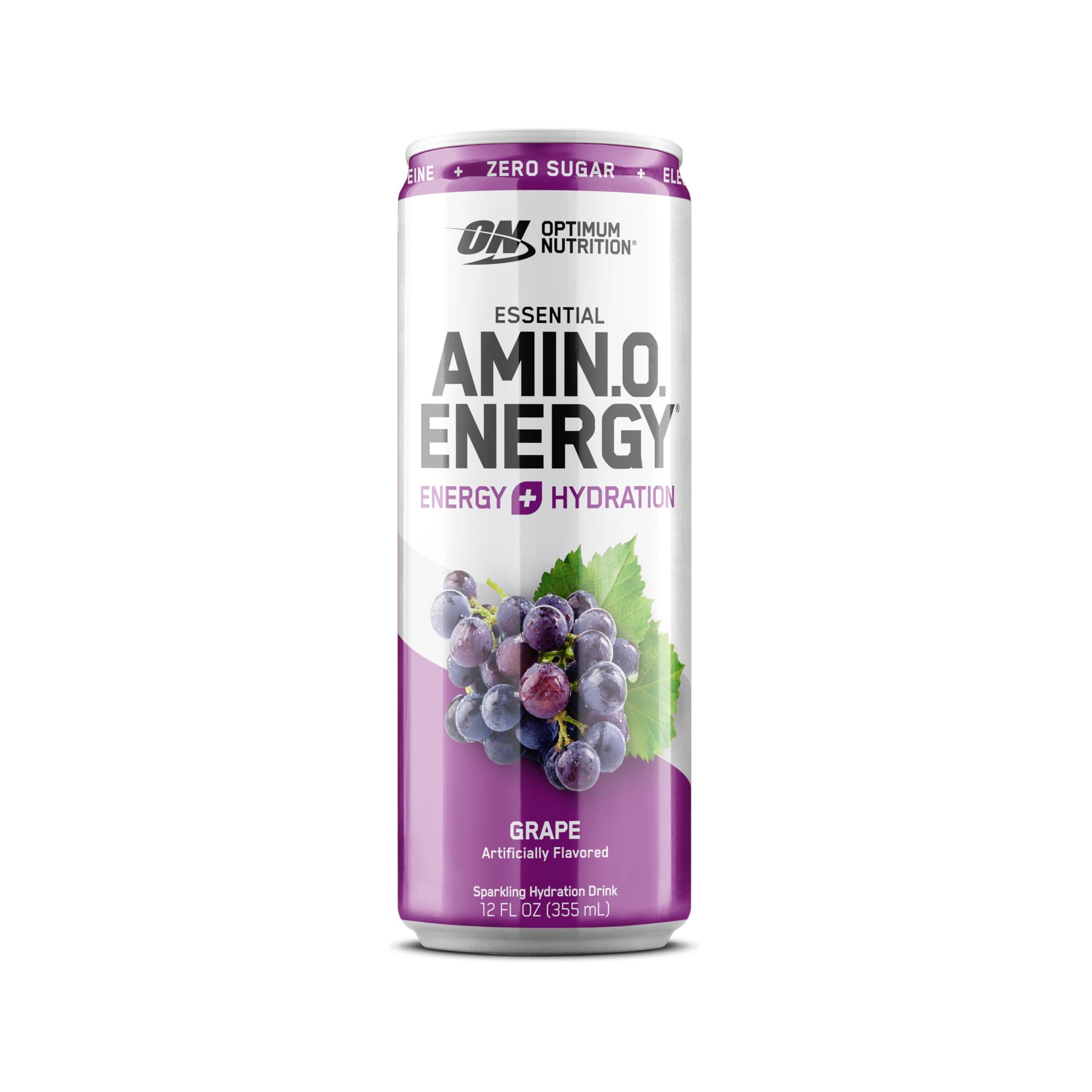 Optimum Nutrition Amino Energy Sparkling Hydration Drink, Electrolytes, Caffeine, Amino Acids, BCAAs, Sugar Free, Grape, 12 Fl Oz, 12 Pack (Packaging May Vary) - Image 8