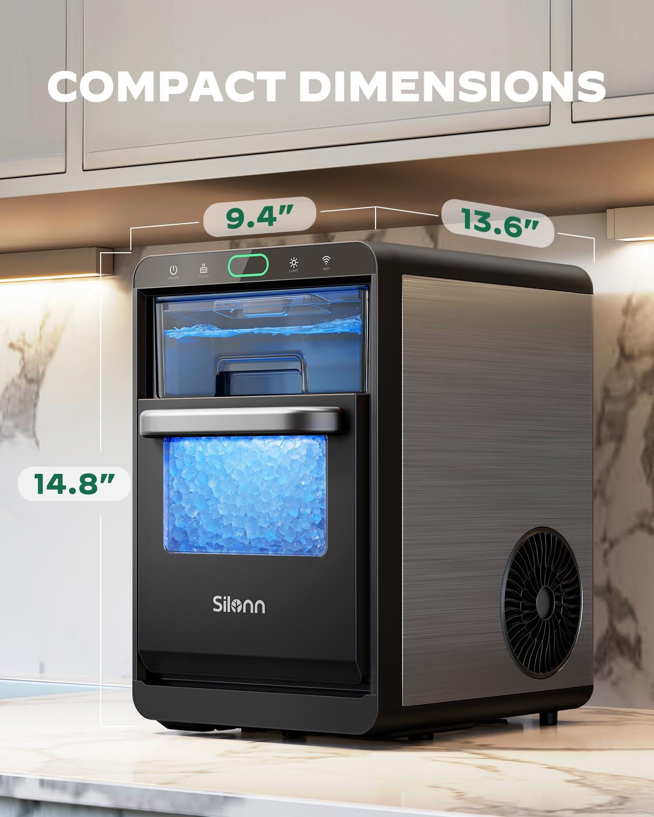 Nugget Ice Maker Countertop - Silonn Smart Pebble Ice Machine, Pellet Ice 44 lbs per Day, Crushed Ice from Timer Function and Status Alerts with Silonn App, Stainless Steel - Image 7