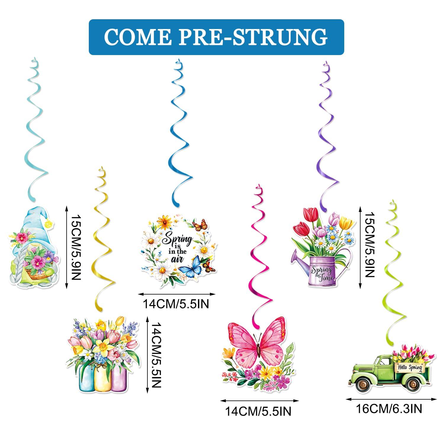 JKQ Colorful Glittery Hello Spring Banner Banner Spring Hanging Swirls Decorations Spring Honeycomb Centerpieces Decorations Spring Easter Tulip Flowers Party Banner for Ceiling Table Hanging Decors - Image 4