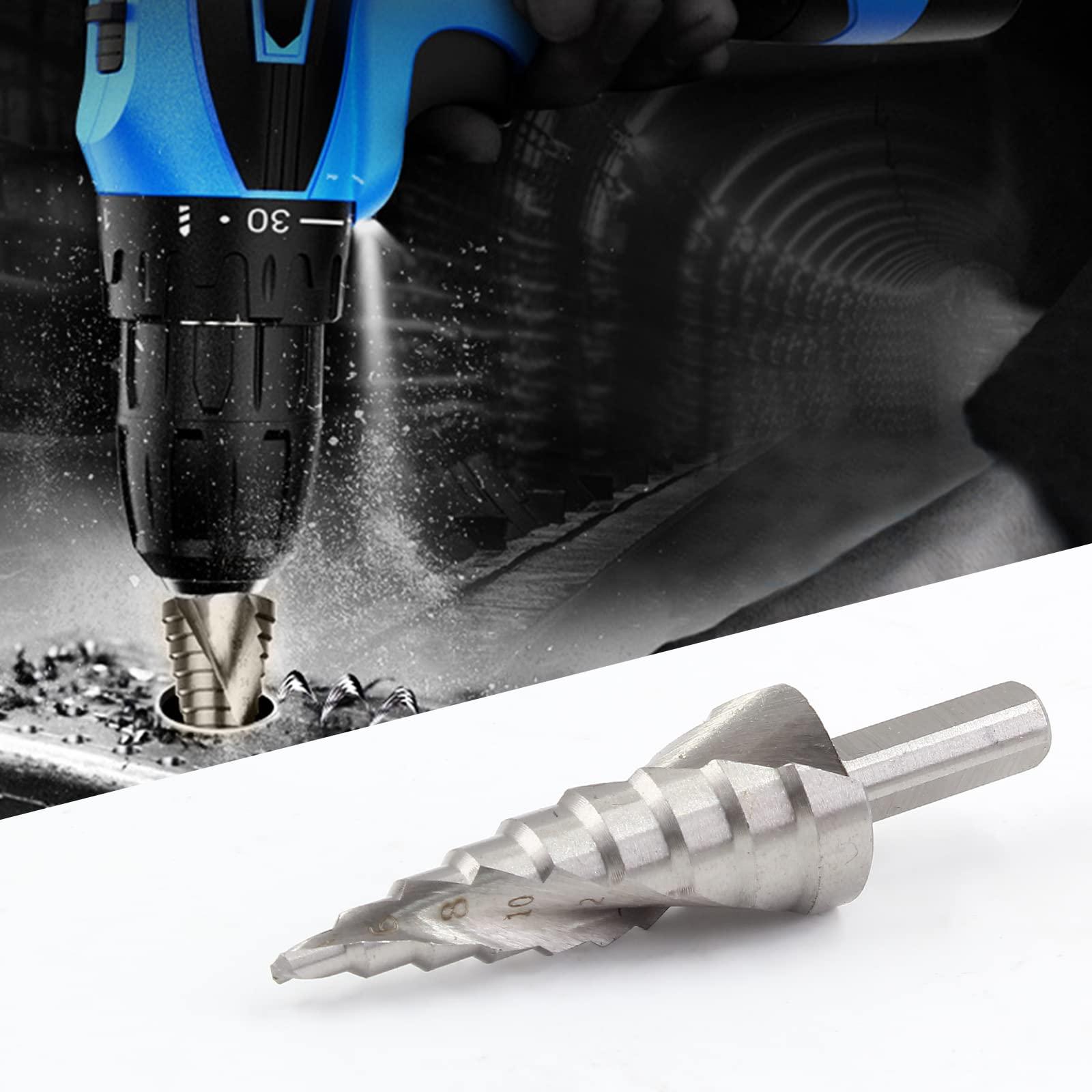 Aracombie 3pcs Metric Step Drill Bits for Metal, High Speed Steel Spiral Step Drill Bit, Unibit Step Drill Bit for Stainless Steel Aluminum Metal Wood (4mm-12mm, 4mm-20mm, 4mm-32mm) - Image 6