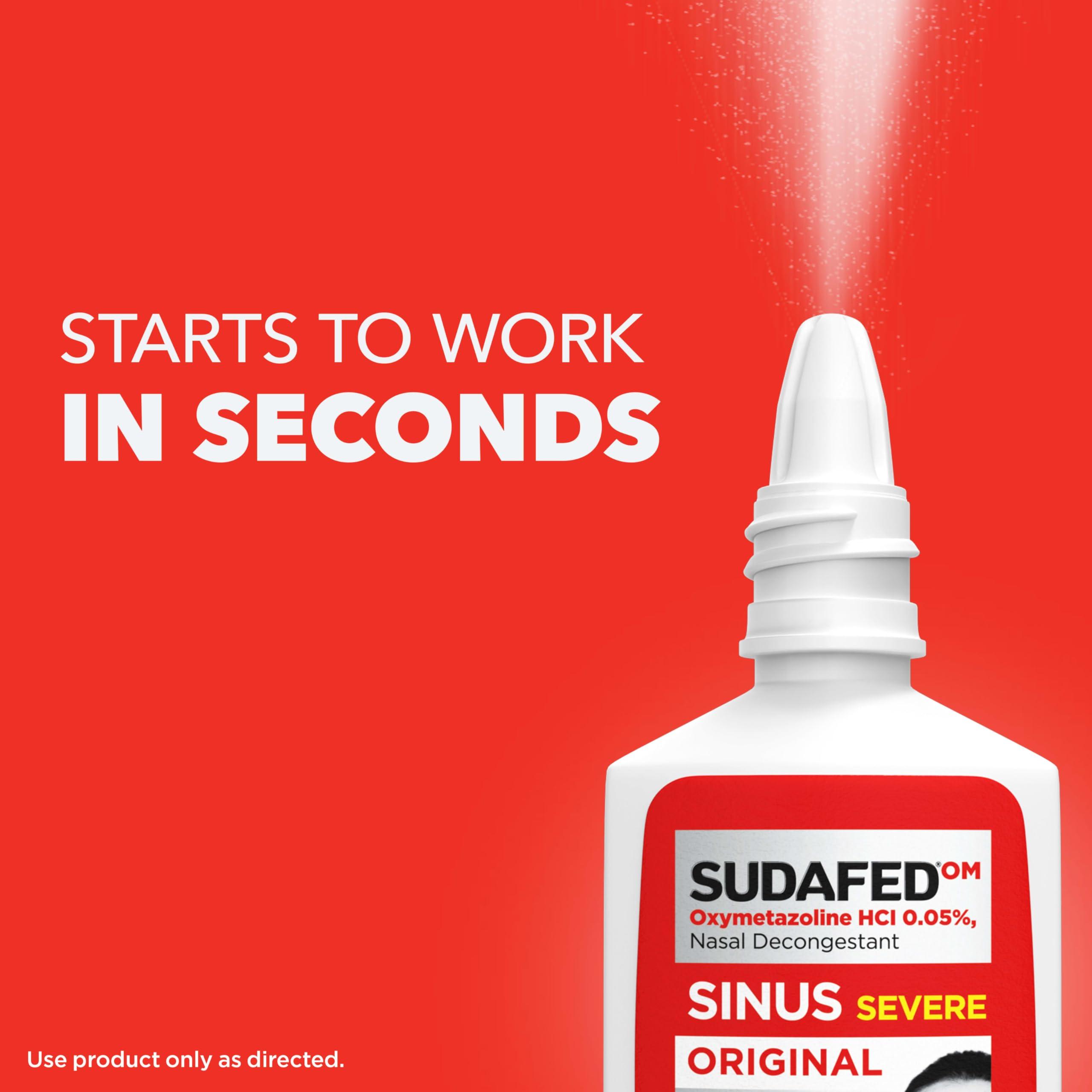 Sudafed Sinus Severe Original Nasal Spray, 12 Hour Nasal Spray Decongestant for Fast, Powerful Congestion Relief Due to Colds or Allergies, Oxymetazoline HCl .05% Nose Spray, 1 fl. oz - Image 5