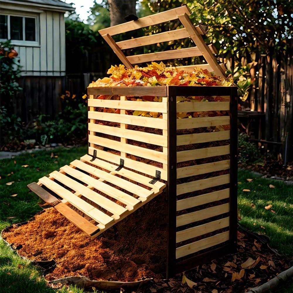 DOLEMODUO Wood Composter Bin, 95 Gallon Compost Bin Outdoor with Front and Top Door, Large Capacity Composter Box for Backyard, Garden, Patio - Image 7