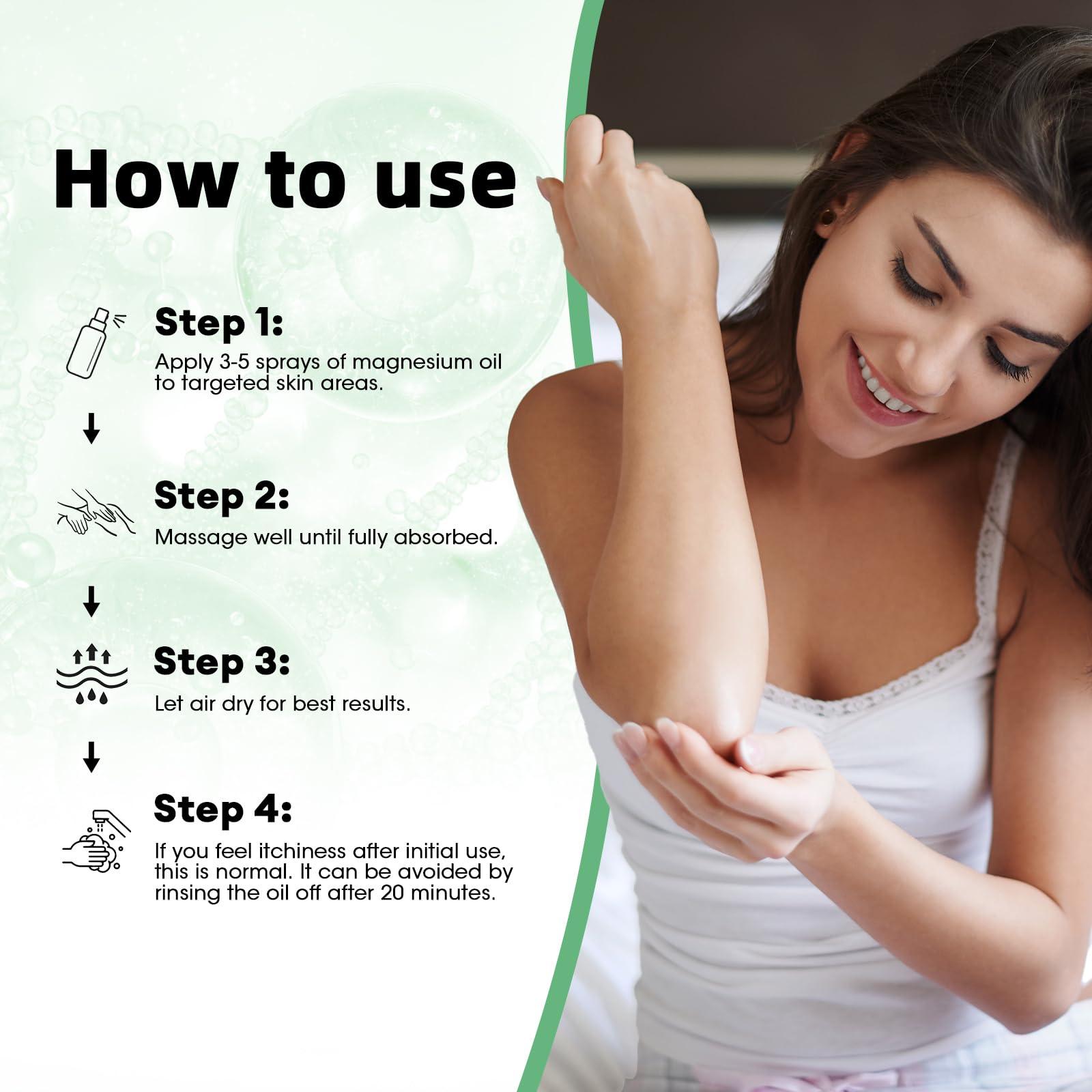 Magnesium Oil Spray - Magnesium Spray for Feet & Body, Leg Cramps, Joint Health & Sleep Support, Nourish Skin - Pure, Topical and Natural Oil from Ancient Minerals, 4oz - Image 7