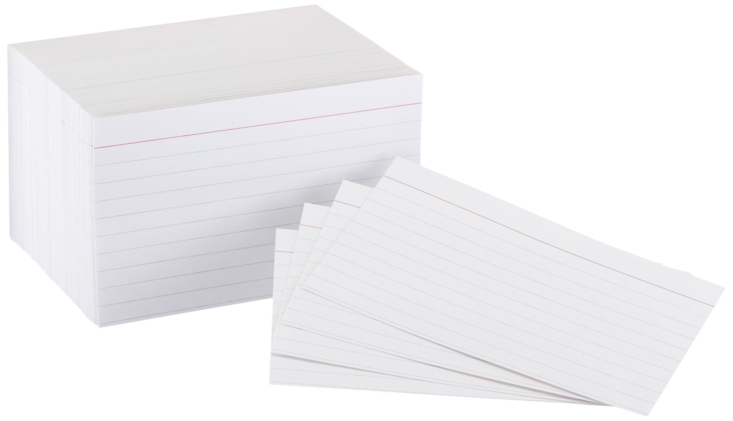 Amazon Basics Paper Flash Cards, Ruled Index Note Cards, Heavy Weight, White, 3 x 5 Inch Card, 300 Count, 100 Pack of 3