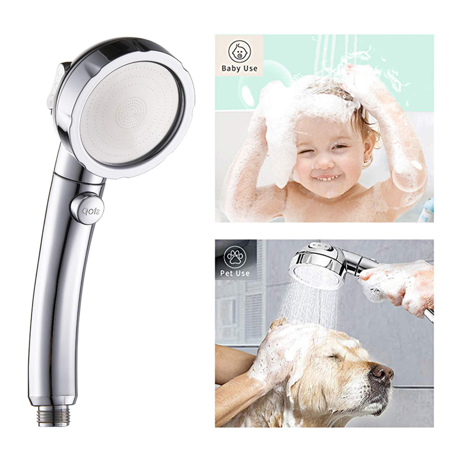 KAIYING Chrome High Pressure Handheld Shower Head with ON/OFF Pause Switch, 3 Spray Modes Shower Wand with Shut Off Button, Removable Camper Shower Head with Hose and Adjustable Angle Bracket - Image 4