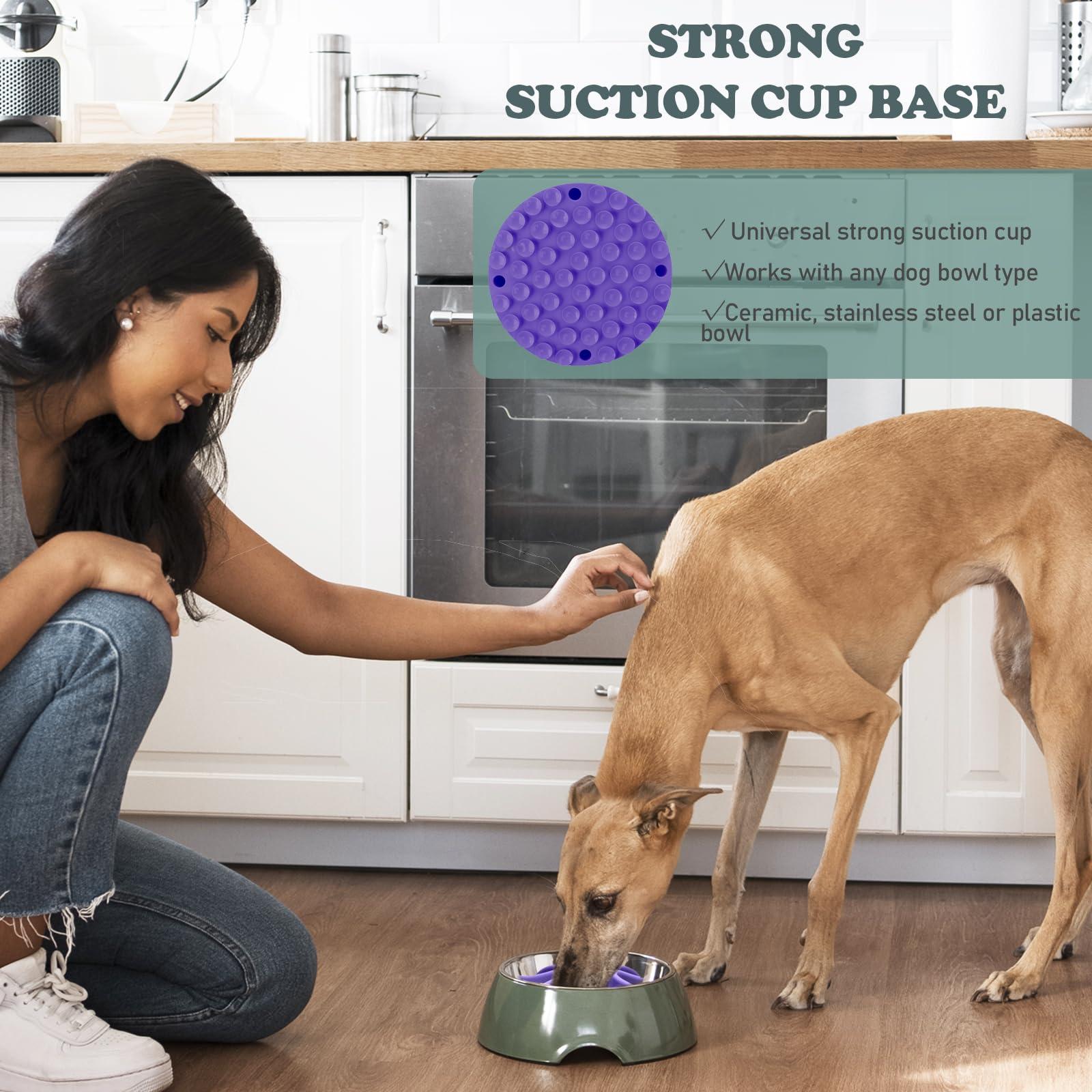 Slow Feeder Dog Bowls Insert, Silicone Slow Feeder Bowl with Strong Suction Cups Perfect for Stainless Steel Glass Ceramic Dog Bowls (Purple, Small Size) - Image 4