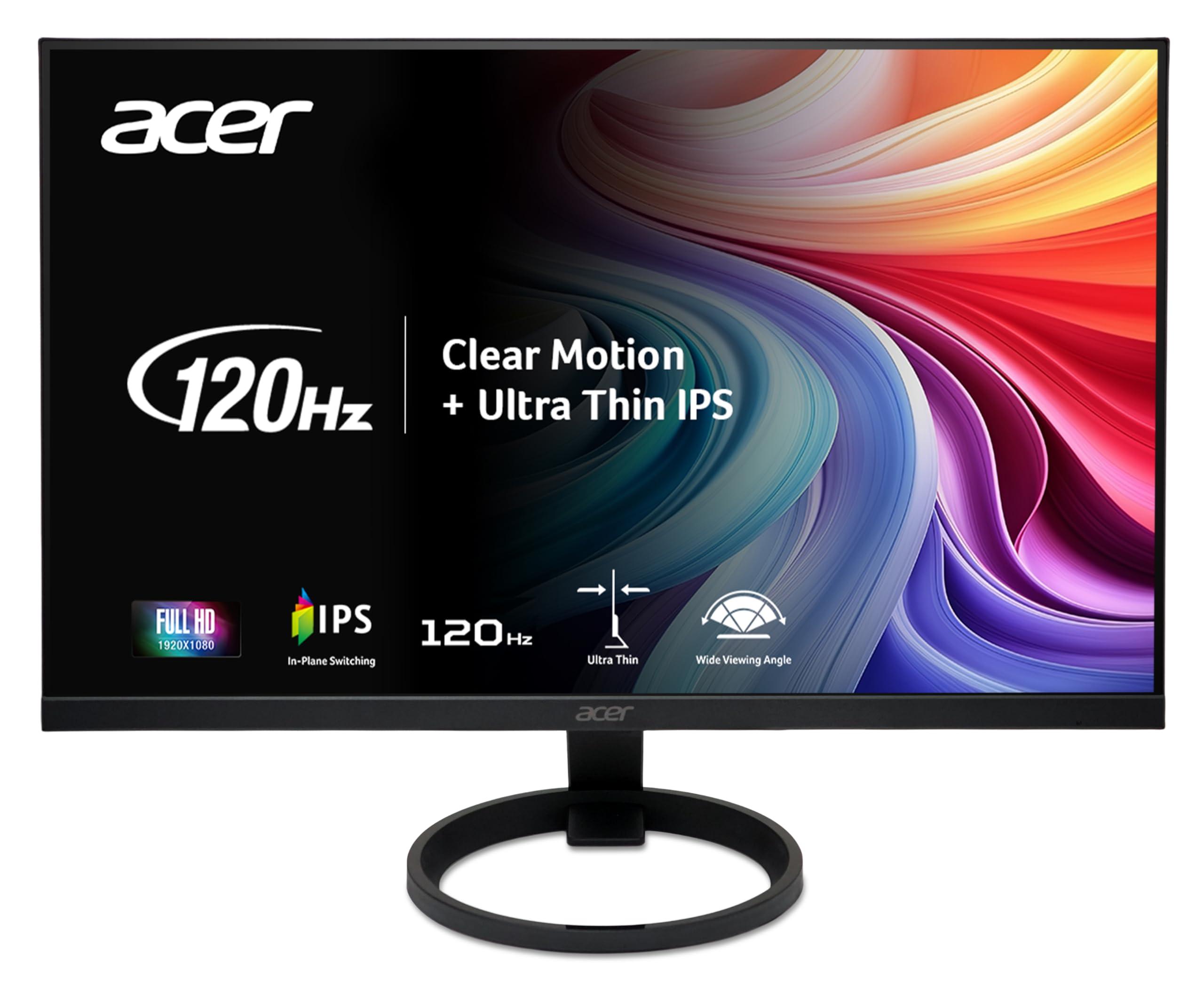 Acer R240Y G0bi 23.8" IPS Full HD (1920 x 1080) Ultra-Thin Gaming Office Monitor | Adaptive-Sync Support (FreeSync Compatible) | Up to 120Hz Refresh | 1ms (VRB) | 99% sRGB | Tilt | HDMI & VGA Ports