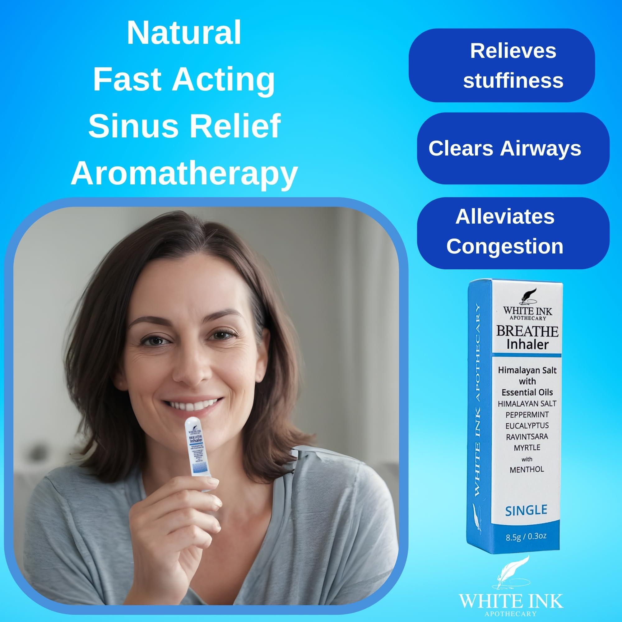 White Ink Breathe | Natural Essential Oil Inhaler Eucalyptus Peppermint | Congestion | Allergy | Focus | Aromatherapy Sinus Relief (1) - Image 2