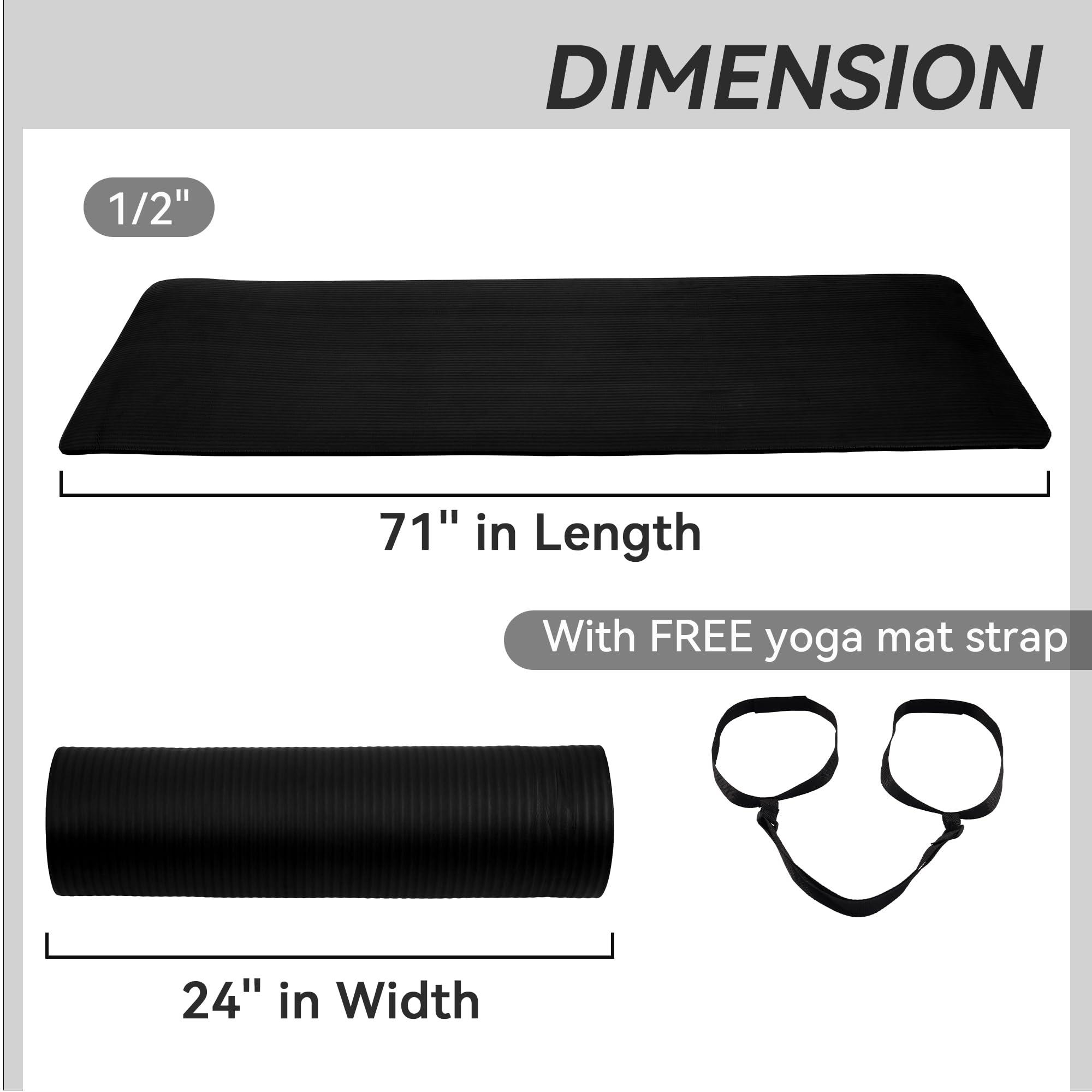Fitvids Yoga Mat, 1/2-Inch Extra Thick High Density Exercise Mat, Anti-Tear Exercise Yoga Mat with Carrying Strap, Suitable for Various Yoga Exercises - Image 2