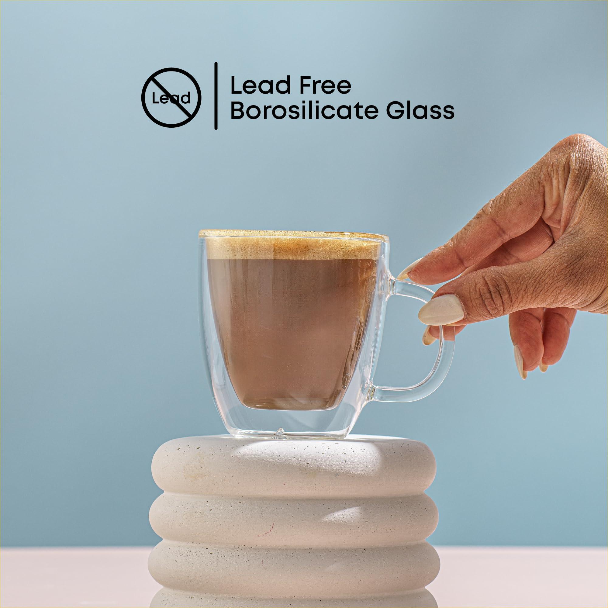 JoyJolt Savor Double Wall Insulated Glasses Espresso Mugs (Set of 2) - 5.4-Ounces - Image 6