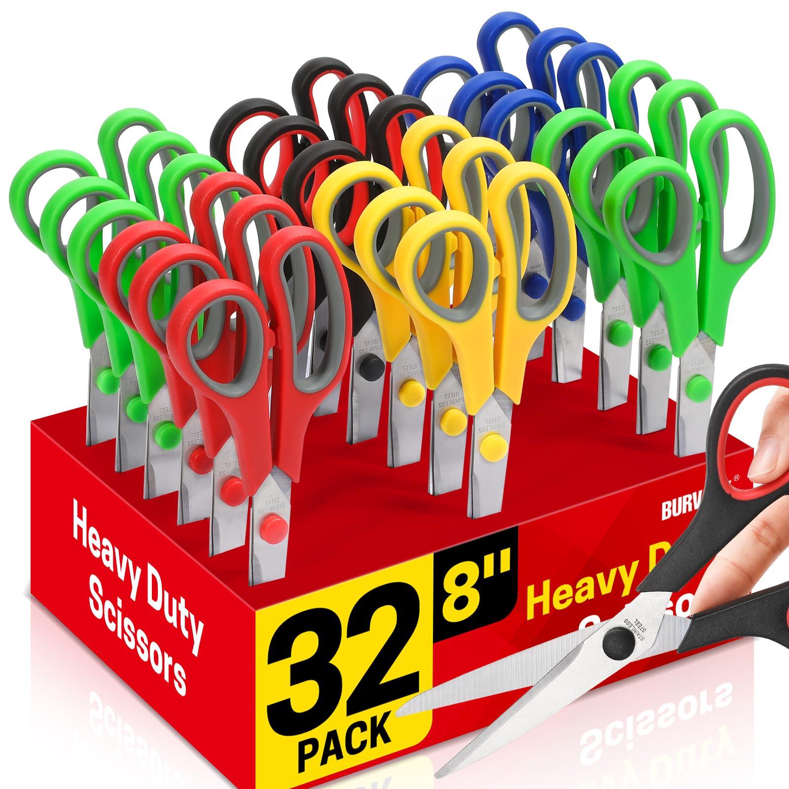 Scissors Bulk Set of 32-Pack, 8" All Purpose Multipurpose Sharp Sewing Craft Fabric Scissors for Office Home High/Middle School Student Office Teacher Art Supplies, Right/Left Handed