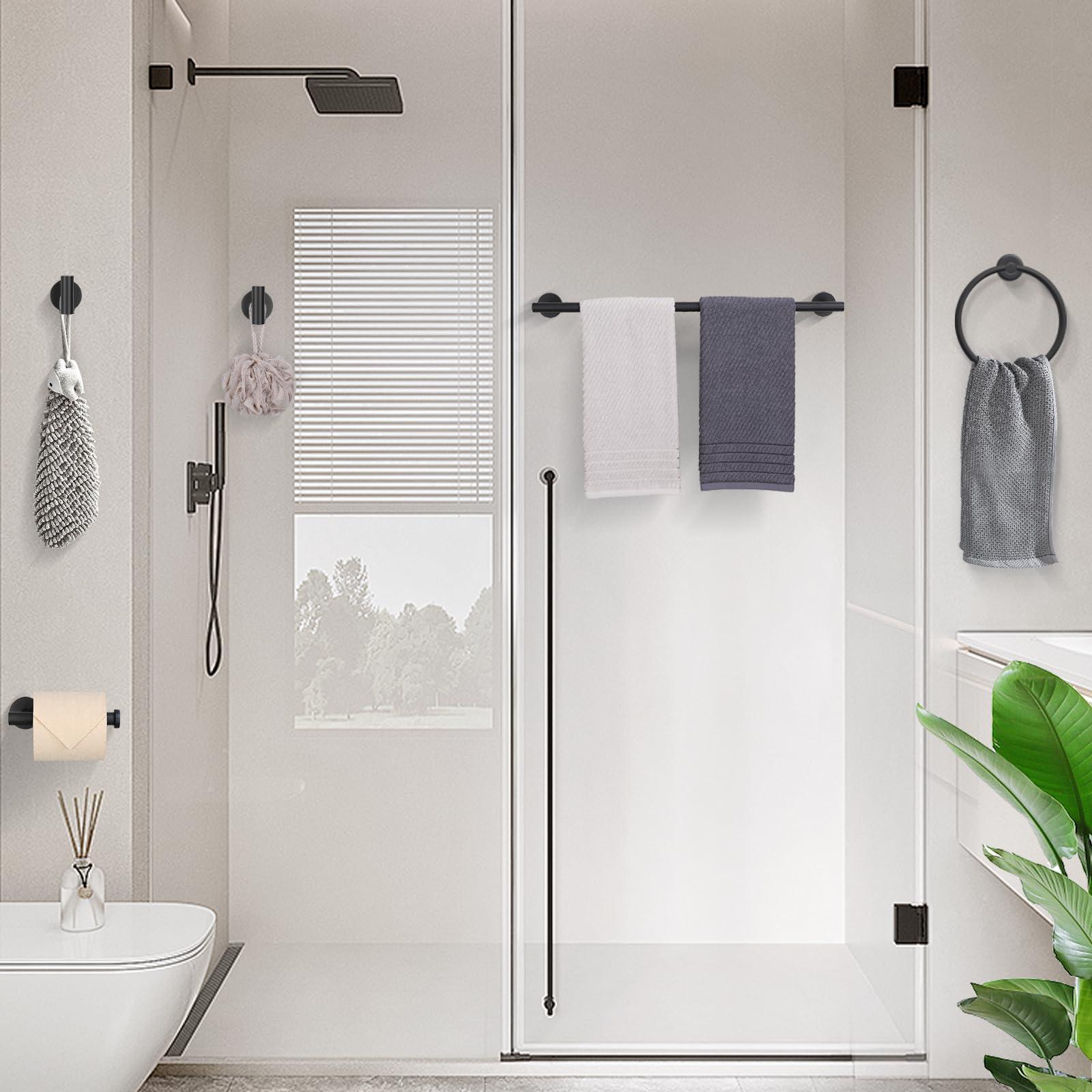 TURS Matte Black Bathroom Hardware Set 5 Piece, SUS304 Stainless Steel Bath Towel Bar Set, 24 Inch Bathroom Accessories Kit Wall Mounted - Image 7