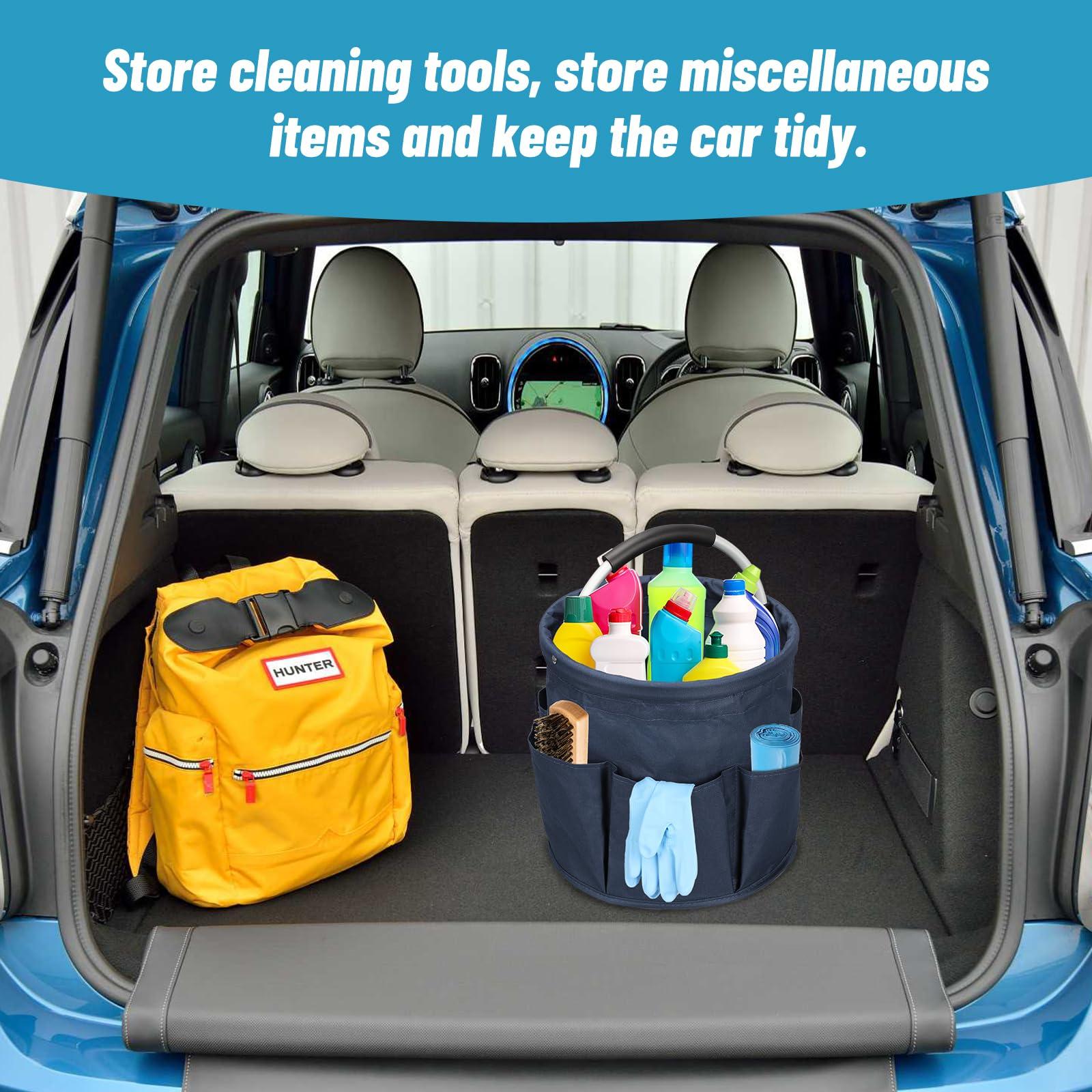 Qivine 17L Cleaning Caddy with Handle, Cleaning Supply Caddy Foldable Tool Bag Cleaning Products Organizers Portable Cleaning Bucket Organiser for Storing Towels(Blue) - Image 5