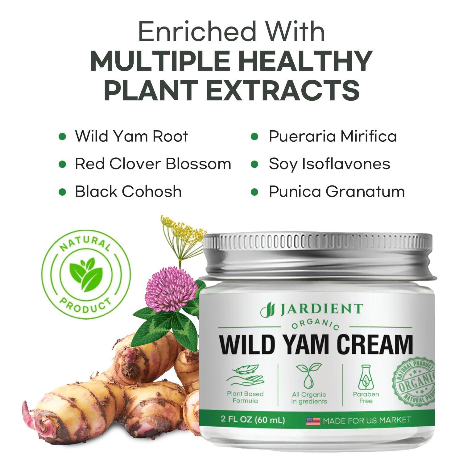 Jardient Wild Yam Cream Hormone Balance: Natural Organic Formula for Menopause Relief & Menstrual Support Like Hot Flashes Night Sweats -2 Oz - Image 2