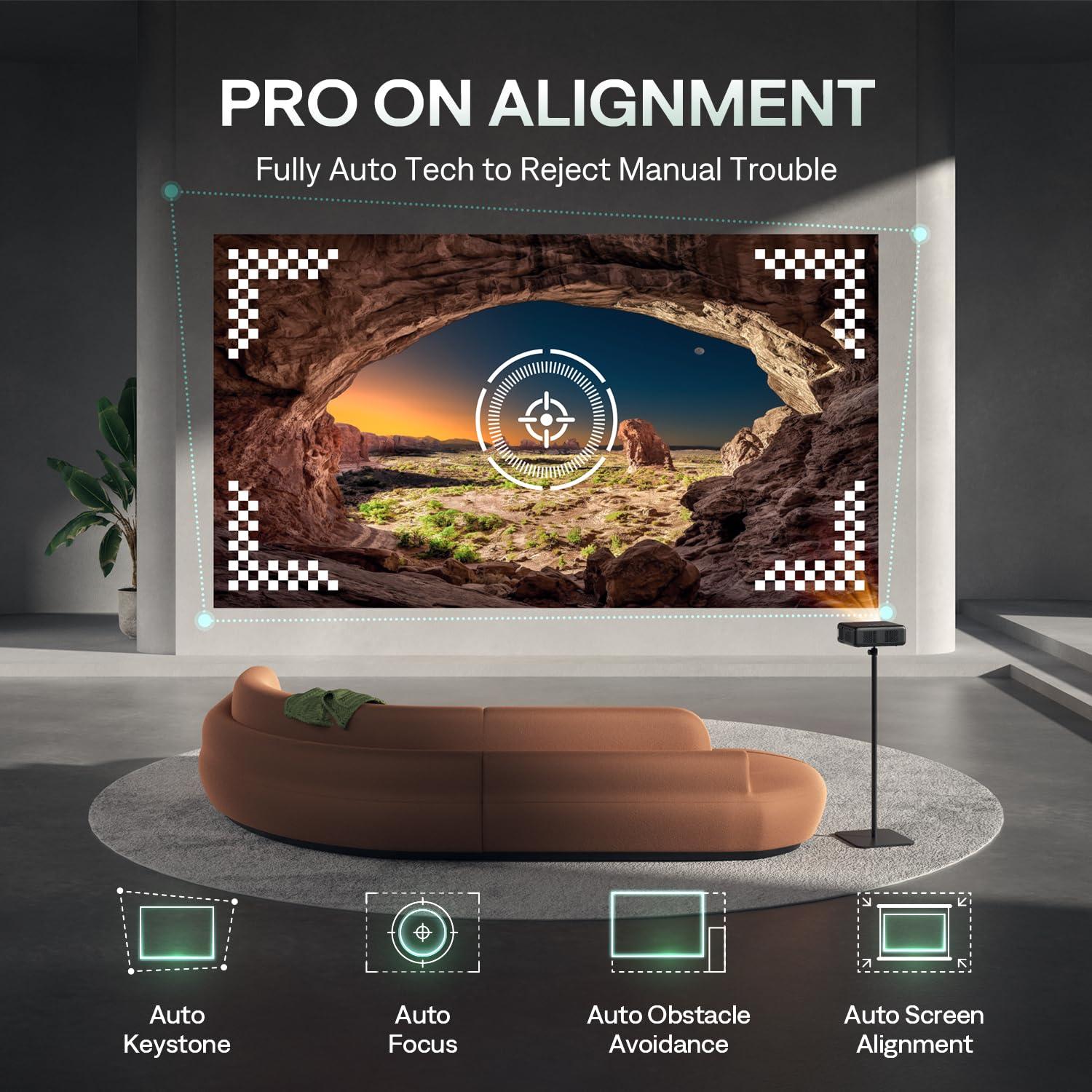 Aurzen EAZZE D1 Pro Smart Projector with WiFi and Bluetooth, Netflix Official, 20W Speakers, Dolby Audio & dbx-tv Total Sonics, Auto Focus & Keystone, Native 1080P Portable Outdoor Movie Projector - Image 4