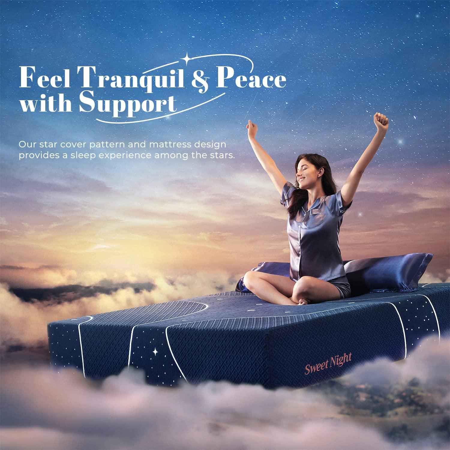 Sweetnight King Mattress, 12 Inch Hybrid King Size Mattress in a Box, Gel Memory Foam and Individual Pocket Spring for Motion Isolation, Starry Night,Blue - Image 3