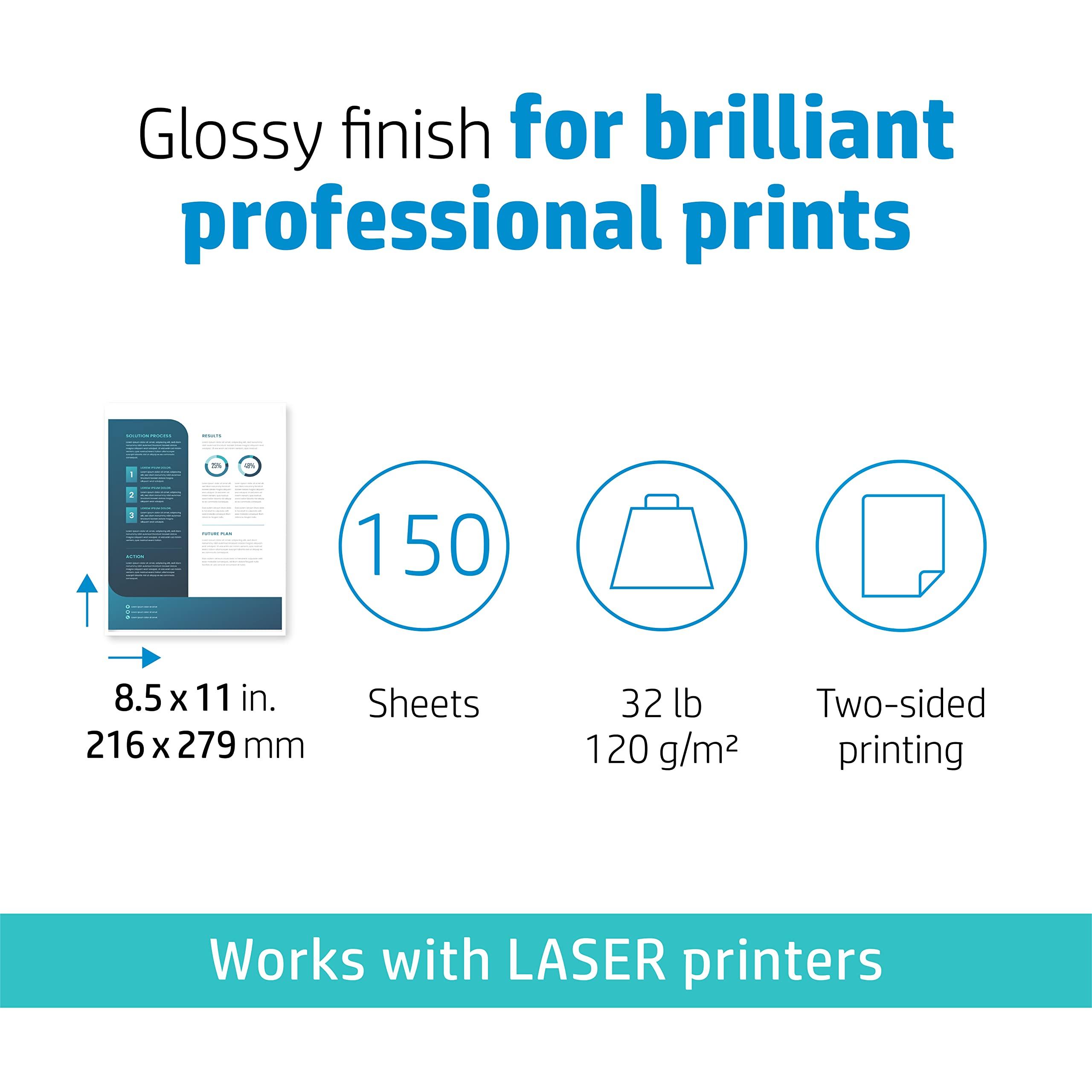 HP Everyday Business Paper, Glossy, 8.5x11 in, 32 lb, 150 sheets, works with laser printers (4WN08A) - Image 2
