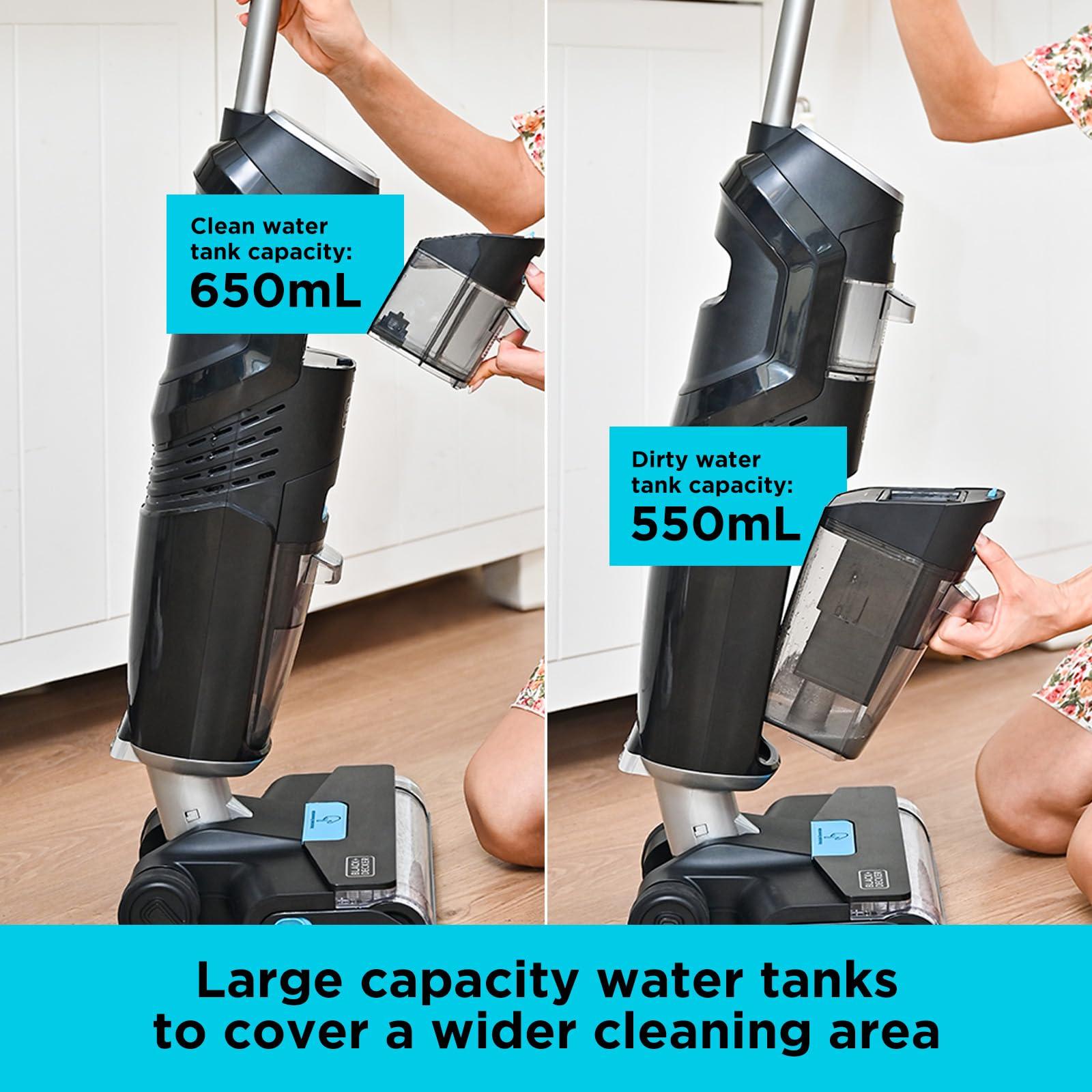 BLACK+DECKER Cordless Wet Dry Vacuum Cleaner and Mop, Vacuum & Wash Duo with Self-Cleaning, Edge Cleaning and Digital Display, Space-Saving Design, One-Step All in One for Hard Floors & Area Rugs - Image 4