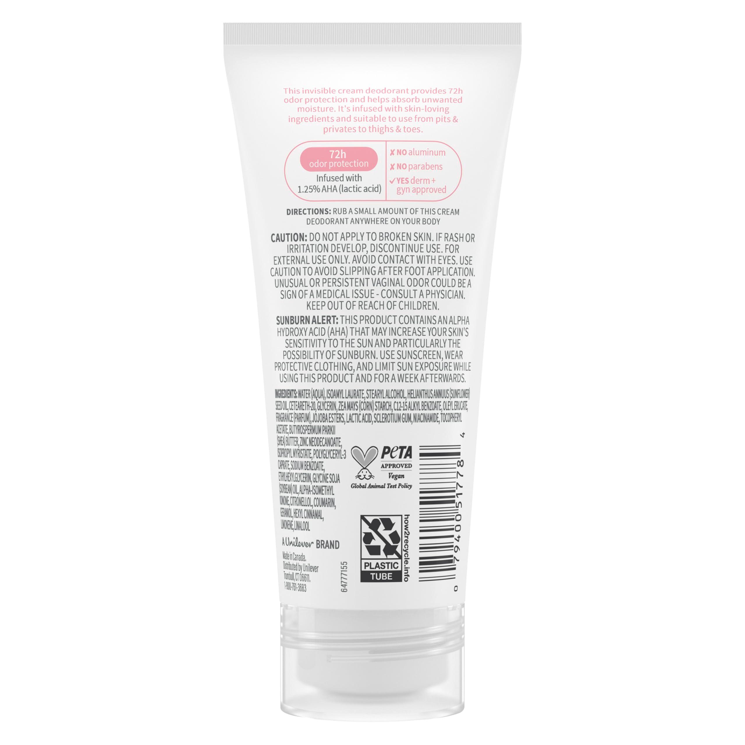 Dove Whole Body Deodorant Aluminum Free pH Balancing Cream Raspberry & Rose for 72h Odor Control 2.5 Oz - Image 2