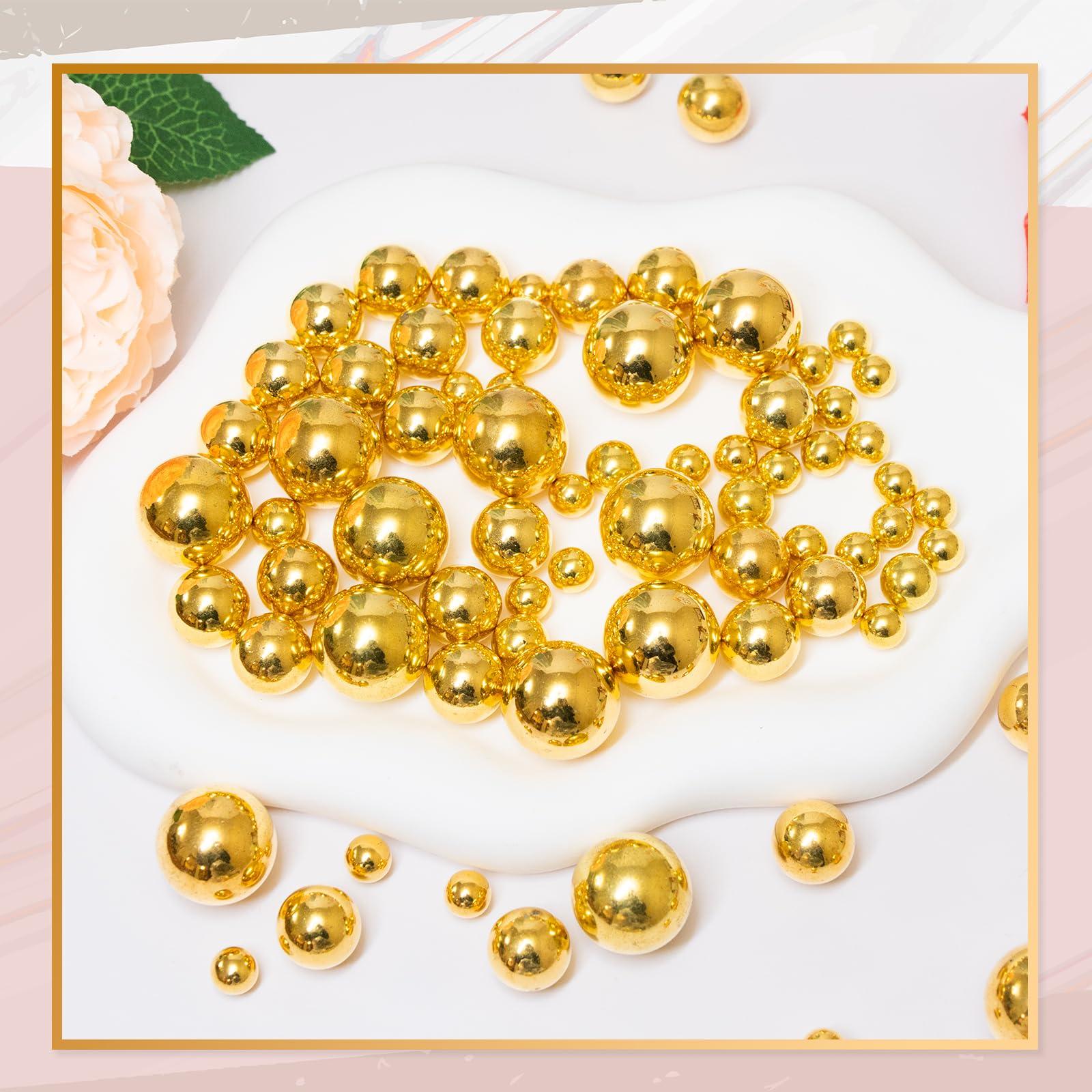 ORIKASO 300Pcs Vase Filler BrightGold No Hole Faux Pearl Beads for Vase Filling Decorations, Candle Centerpieces, Wedding Centerpieces, Home Party Decor (8/14/20mm) - Image 2