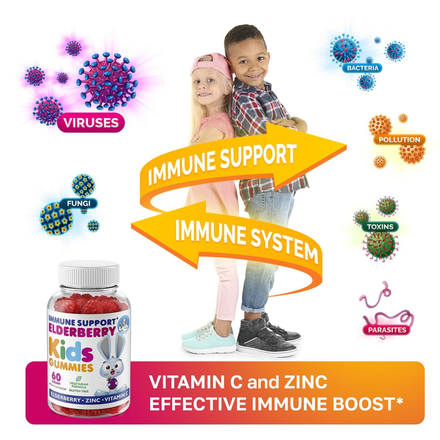 DR. MORITZ Elderberry Gummies for Kids and Adults (2 Pack) - Elderberry Vitamin C and Zinc for Kids Immune Support - Vegetarian, Gluten Free - Image 2
