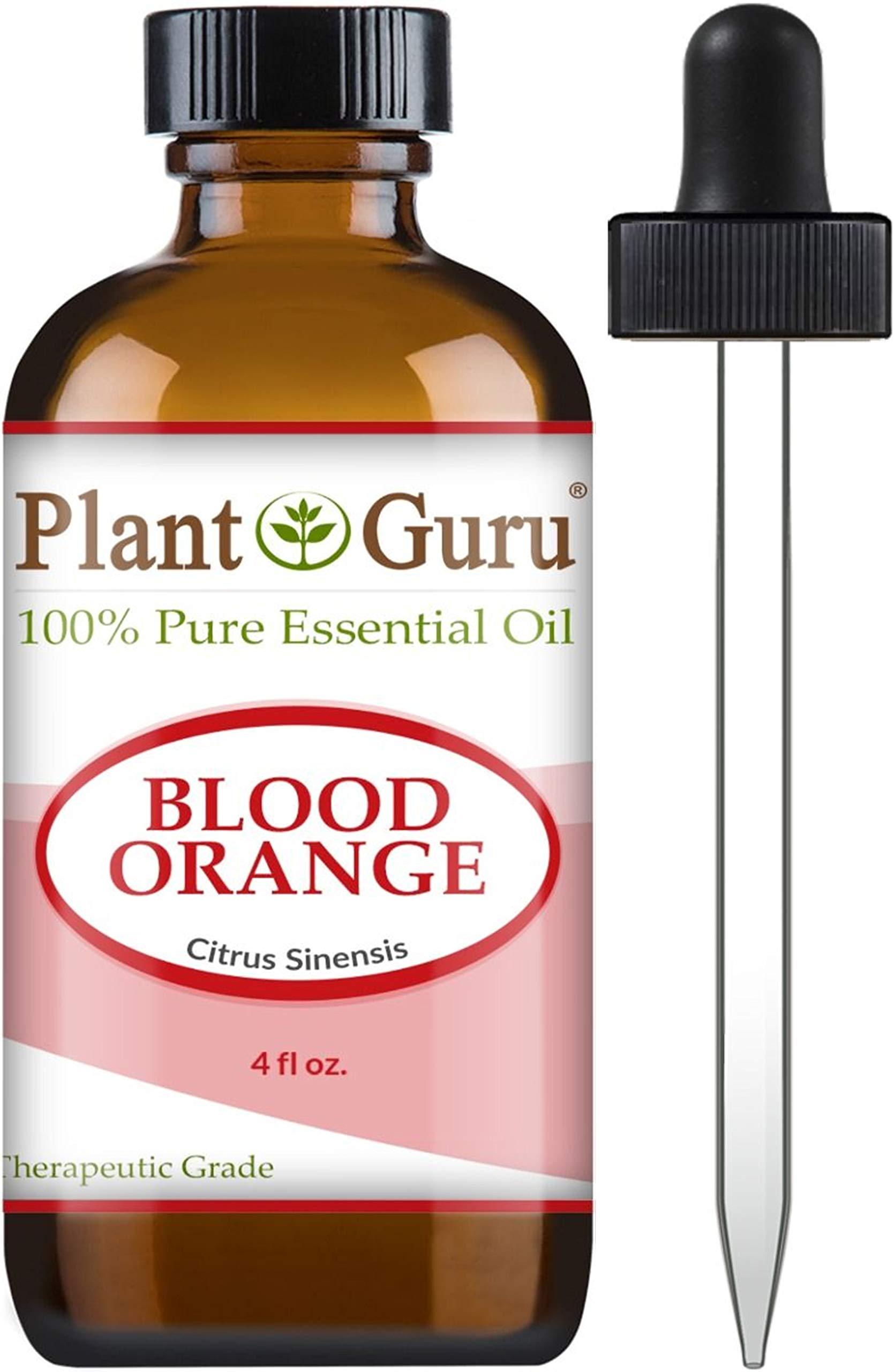 Blood Orange Essential Oil 4 oz. 100% Pure Undiluted Therapeutic Grade Citrus Sinensis, Cold Pressed from Fresh Peels, for Aromatherapy Diffuser, Relaxation and Calming, Natural Cleaner.