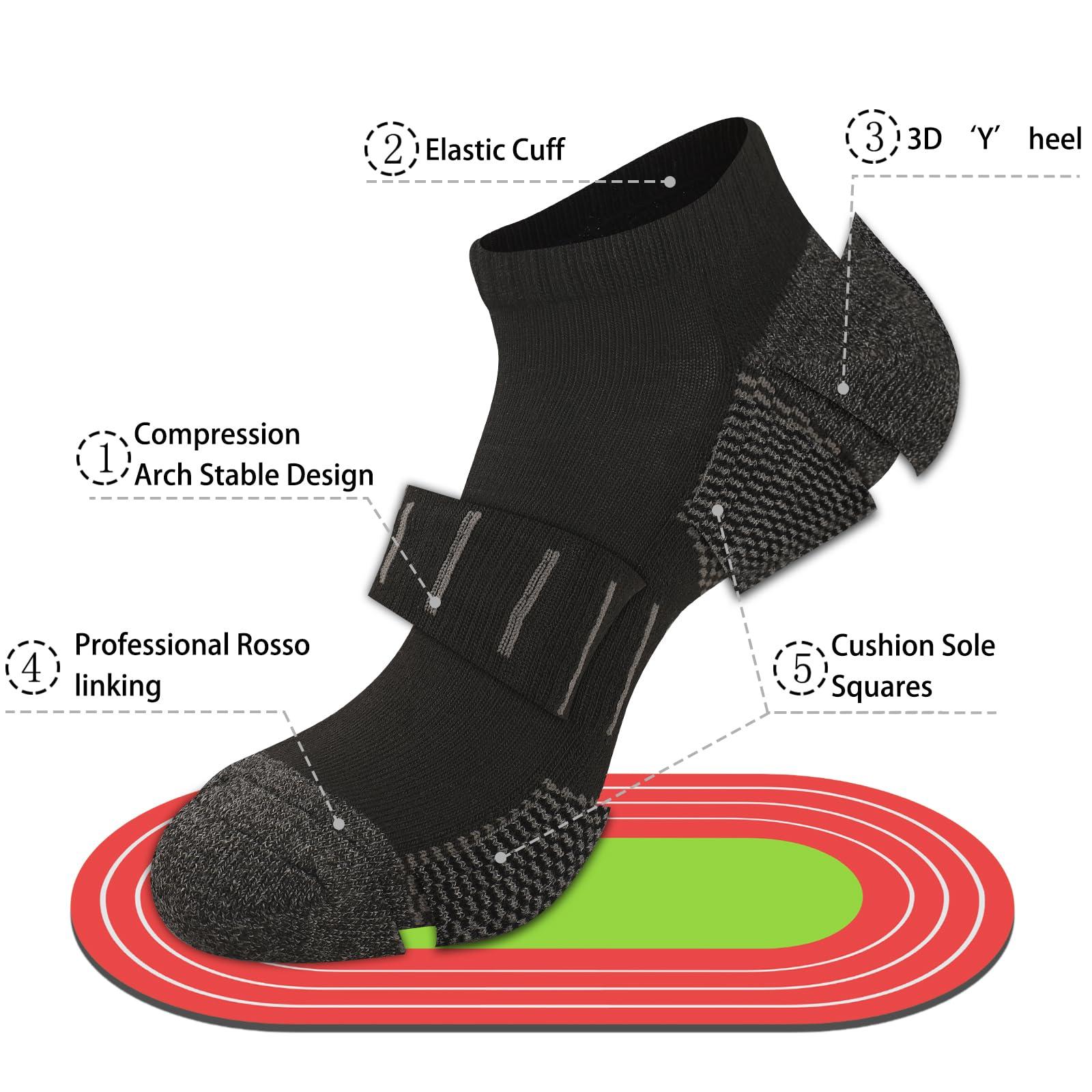 Heatuff Men's Athletic Ankle Socks Moisture Wicking Cushion Sports Running Low Cut Sock (8 Pairs) - Image 2