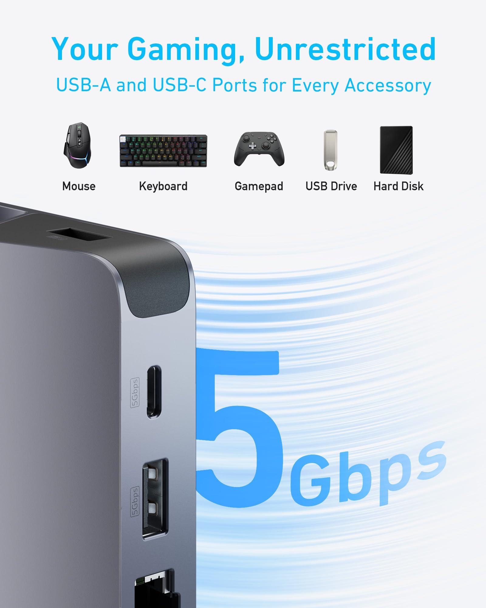Anker Steam Deck Dock, Docking Station for Steam Deck (OLED)/ROG Ally/Legion Go(Not for Rog Ally X), 6-in-1 USB C Hub with HDMI 4K@60Hz, 1Gbps Ethernet, 2 USB-A and 1 USB-C Port, 100W Fast Charging - Image 5
