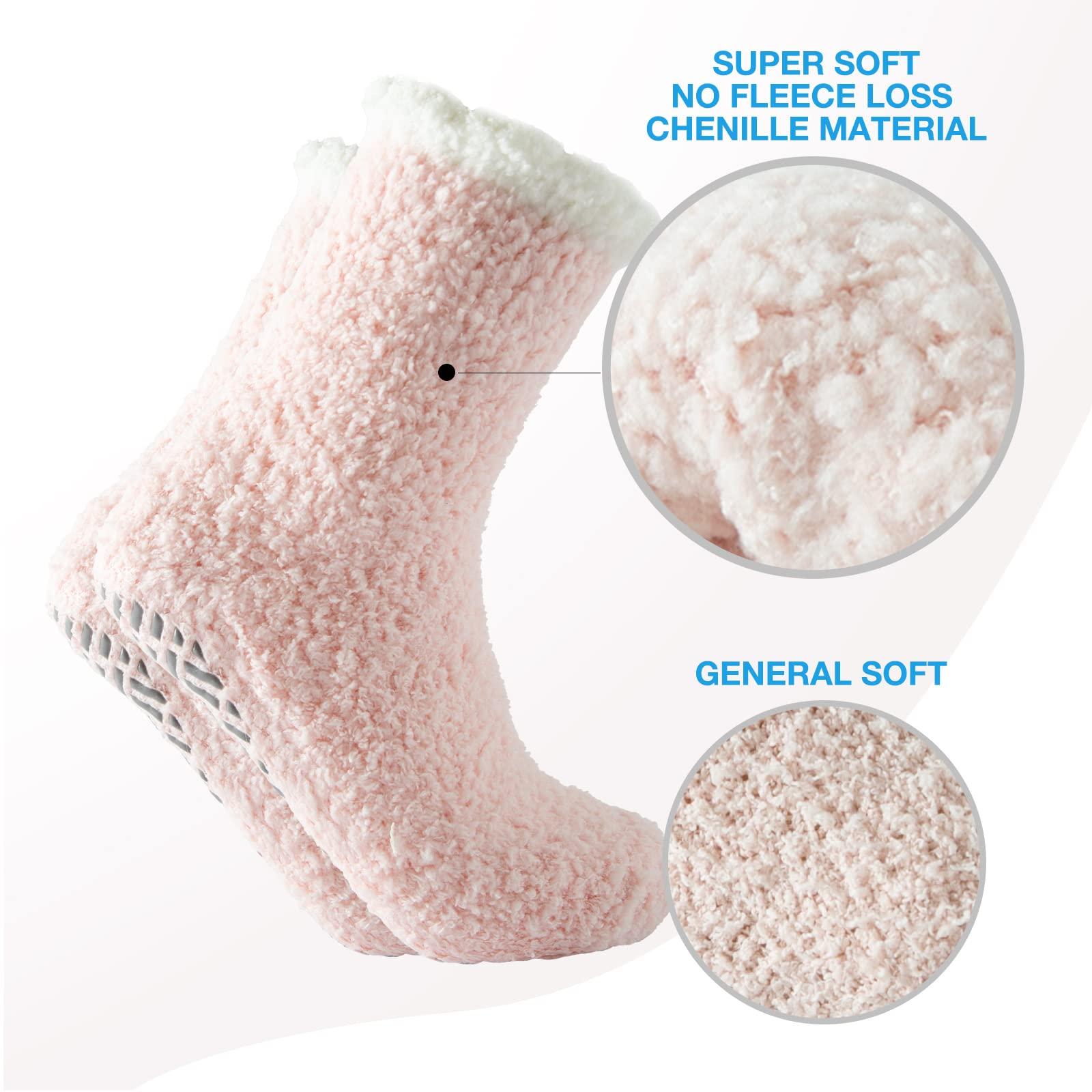 Bulinlulu Fuzzy Socks with Grips Plush Sleep Cozy Winter Soft Hospital Fluffy Socks Gifts for Womens Mens Gifts - Image 4