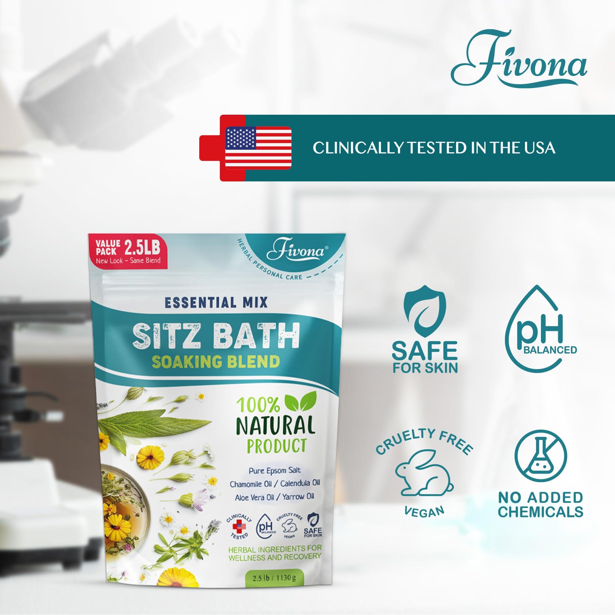 Hemorrhoid Treatment 40oz, Fivona Sitz Bath Salts, Postpartum Soaking Blend Epsom Salt with All Natural Oils for Self Care, Bartholin Cyst Treatment, Large Value Pack - Image 3