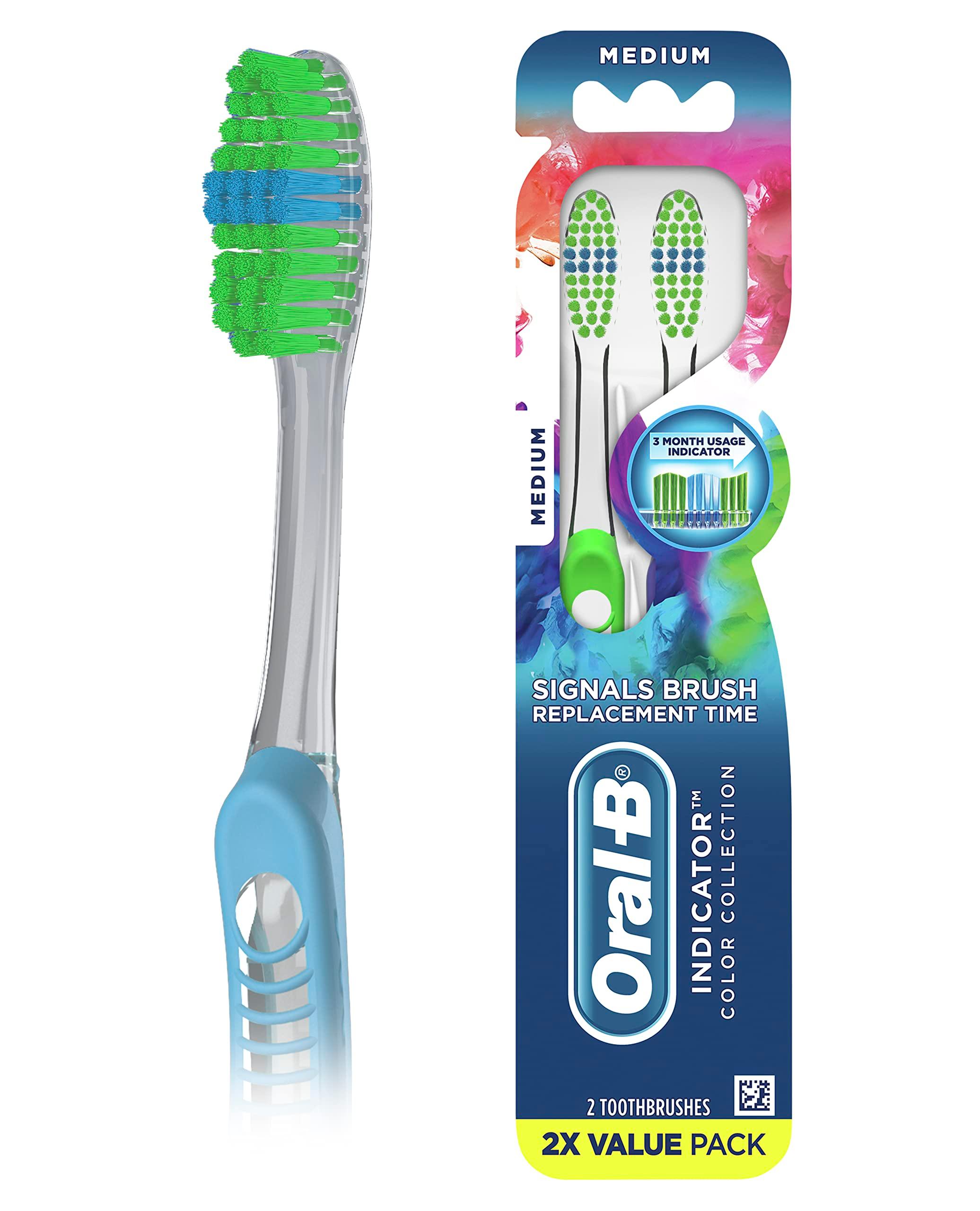 Oral-B Indicator Color Collection Toothbrushes, Medium, 2 Count