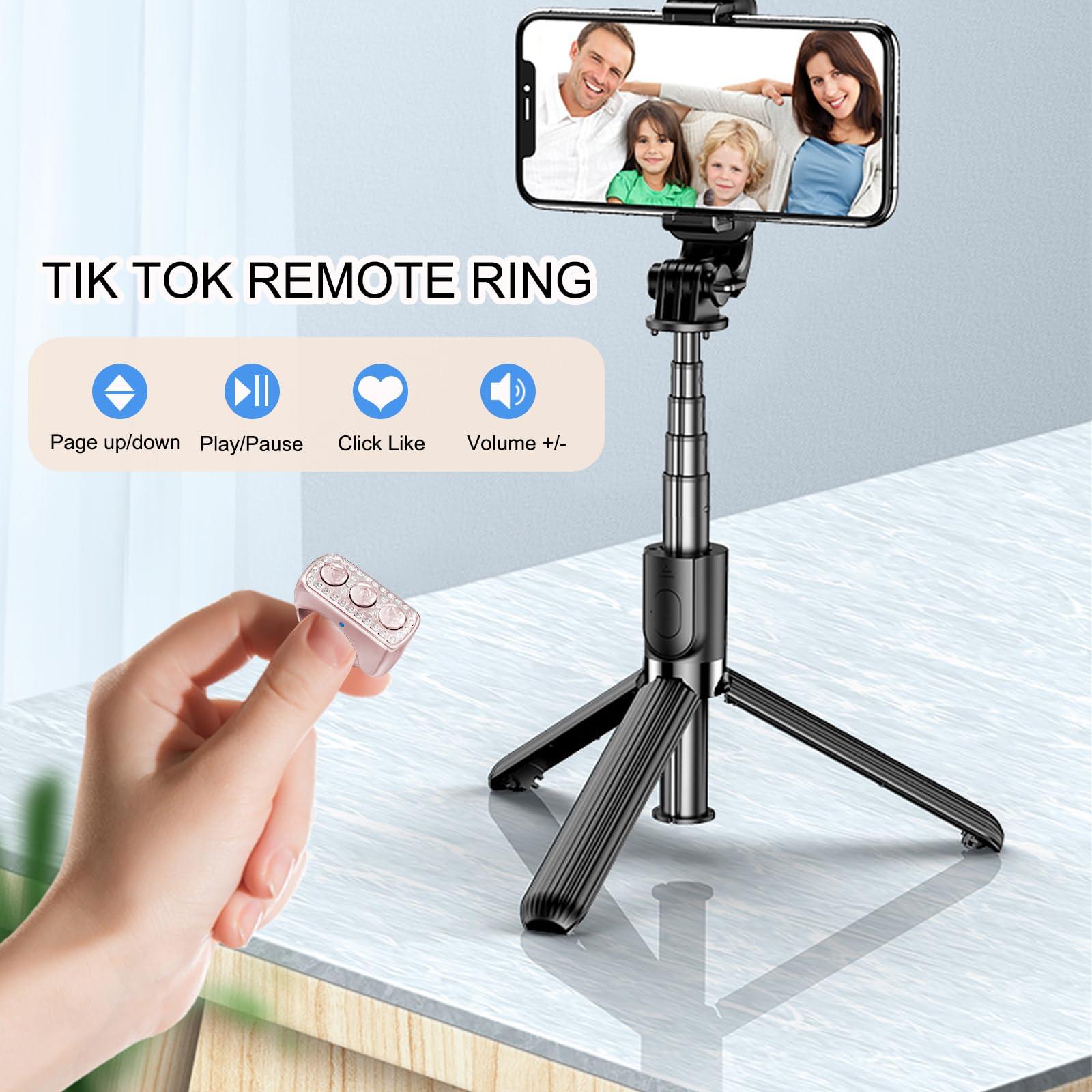 Remote Control Page Turner for TikTok - Bluetooth Scrolling Ring for iPhone iPad Android Ebook Reading, Camera Video Shutter for Smart Phone (Rose Gold) - Image 2