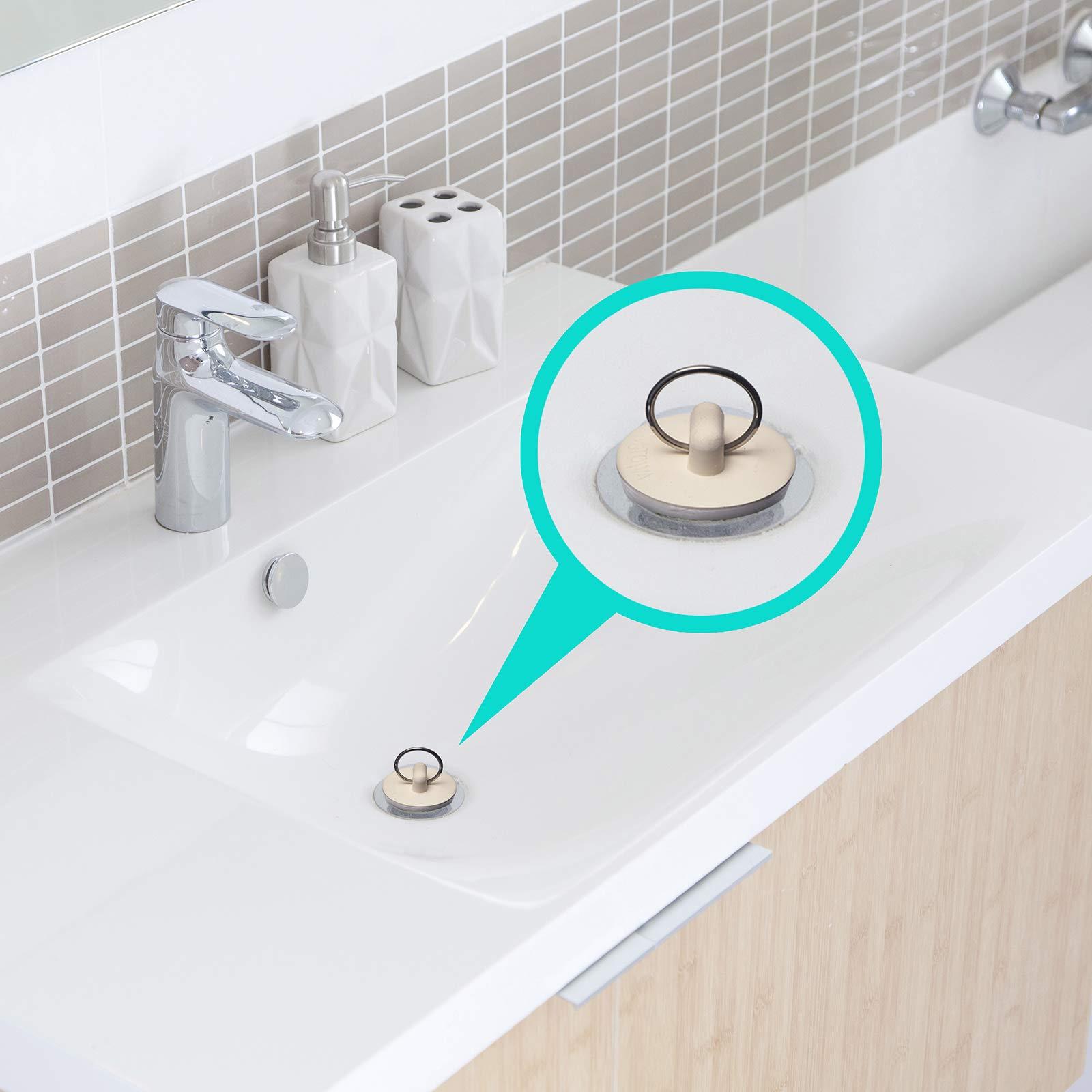 4 Pcs - Bathroom Sink Strainers and Stopper Plug (Use Separately) - 2.125" Top / 1" Basket, Stainless Steel Strainers and Rubber Plug Stopper for Standard Bathroom, Utility, Slop and RV Sink. - Image 6