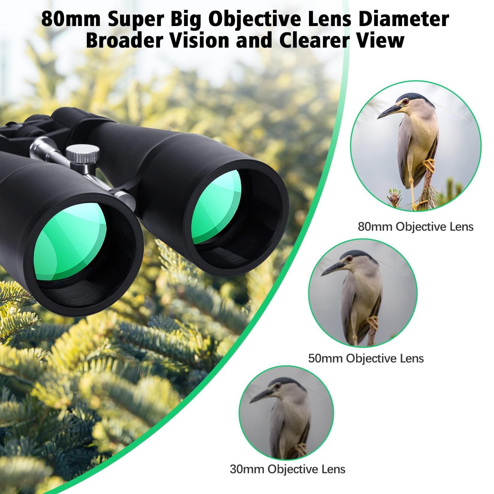 30-260X80 High Power Binoculars for Adults, Outdoor Long Range Binoculars for Birdwatching Hunting Stargazing Travel with Tripod Adapter and Carrying Case (Black, 30-260X80) - Image 3