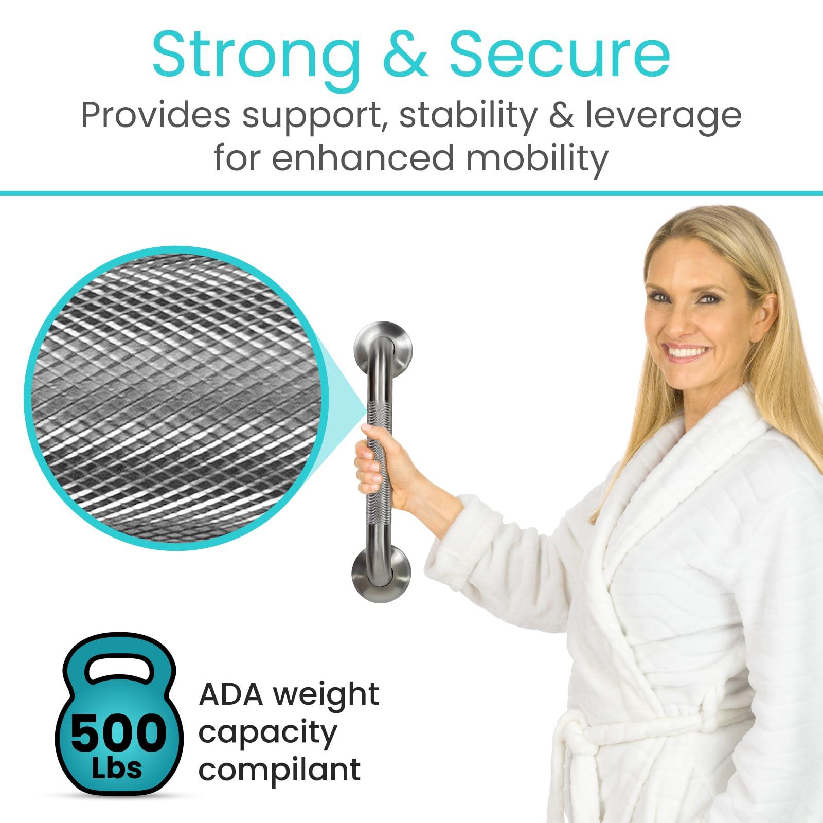 Vive Grab Bar for Bathtubs and Showers (Textured) - Handicap Senior Bathroom Safety Rail for Elderly - Wall Senior Handle for Tub, Toilet, & Bath - Disability Assist Device Accessory Handrail - Image 4