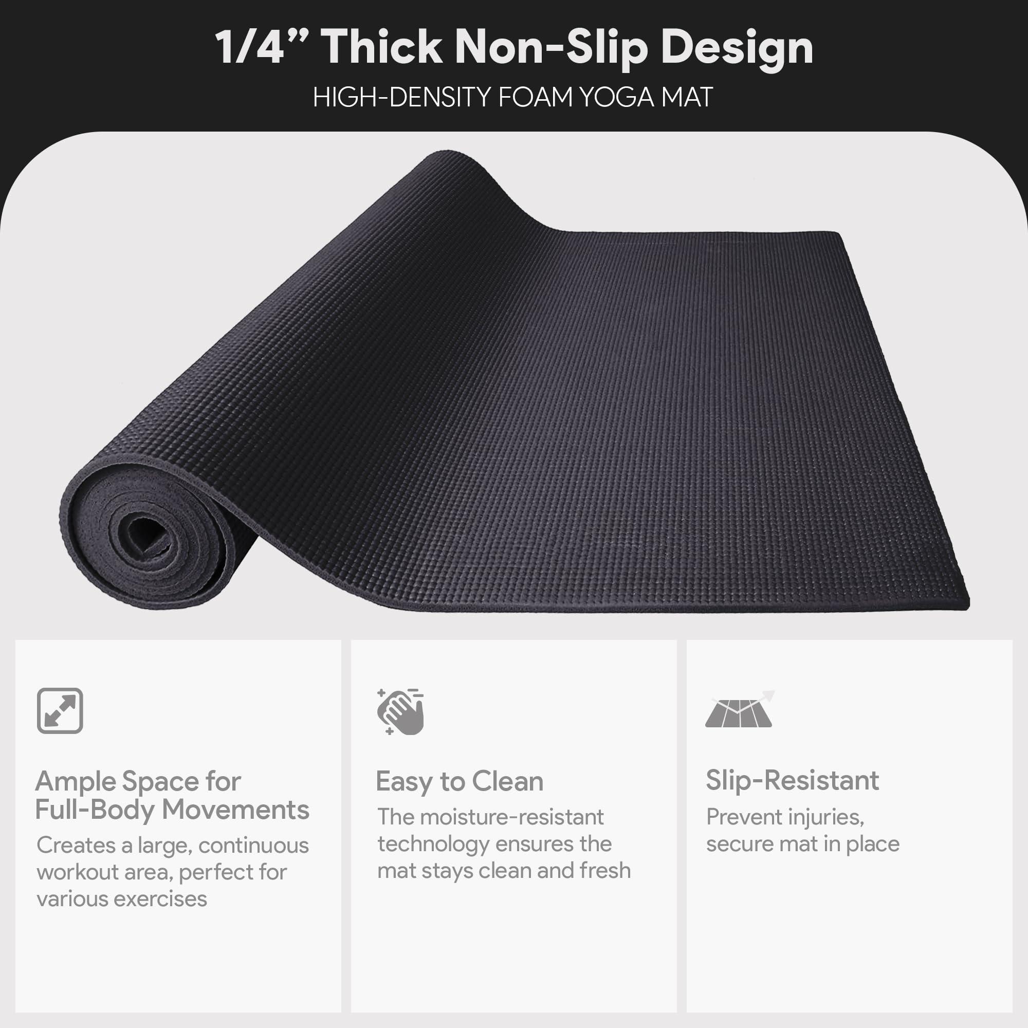 Fitvids All Purpose 1/4-Inch High Density Anti-Tear Exercise Yoga Mat with Carrying Strap, Multiple Colors - Image 3