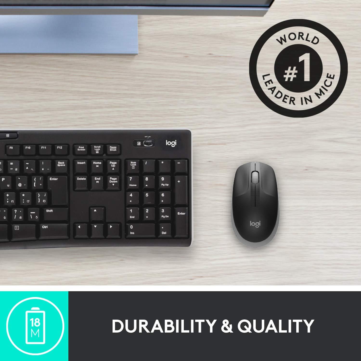 Logitech Wireless Mouse M190 - Full Size Ambidextrous Curve Design, 18-Month Battery with Power Saving Mode, Precise Cursor Control & Scrolling, Wide Scroll Wheel, Thumb Grips - Mid Grey - Image 4