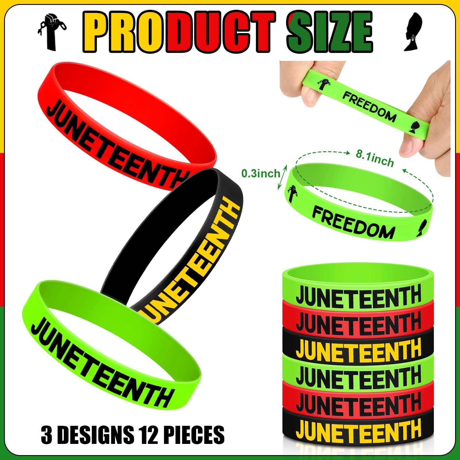 Sanixin 38 Pcs Juneteenth Party Favors with Happy Juneteenth Keychain Elastic Rubber Bracelets Button Badge Stickers Set for 1865 Independence Day African American Festival Parade Supplies Gifts - Image 4