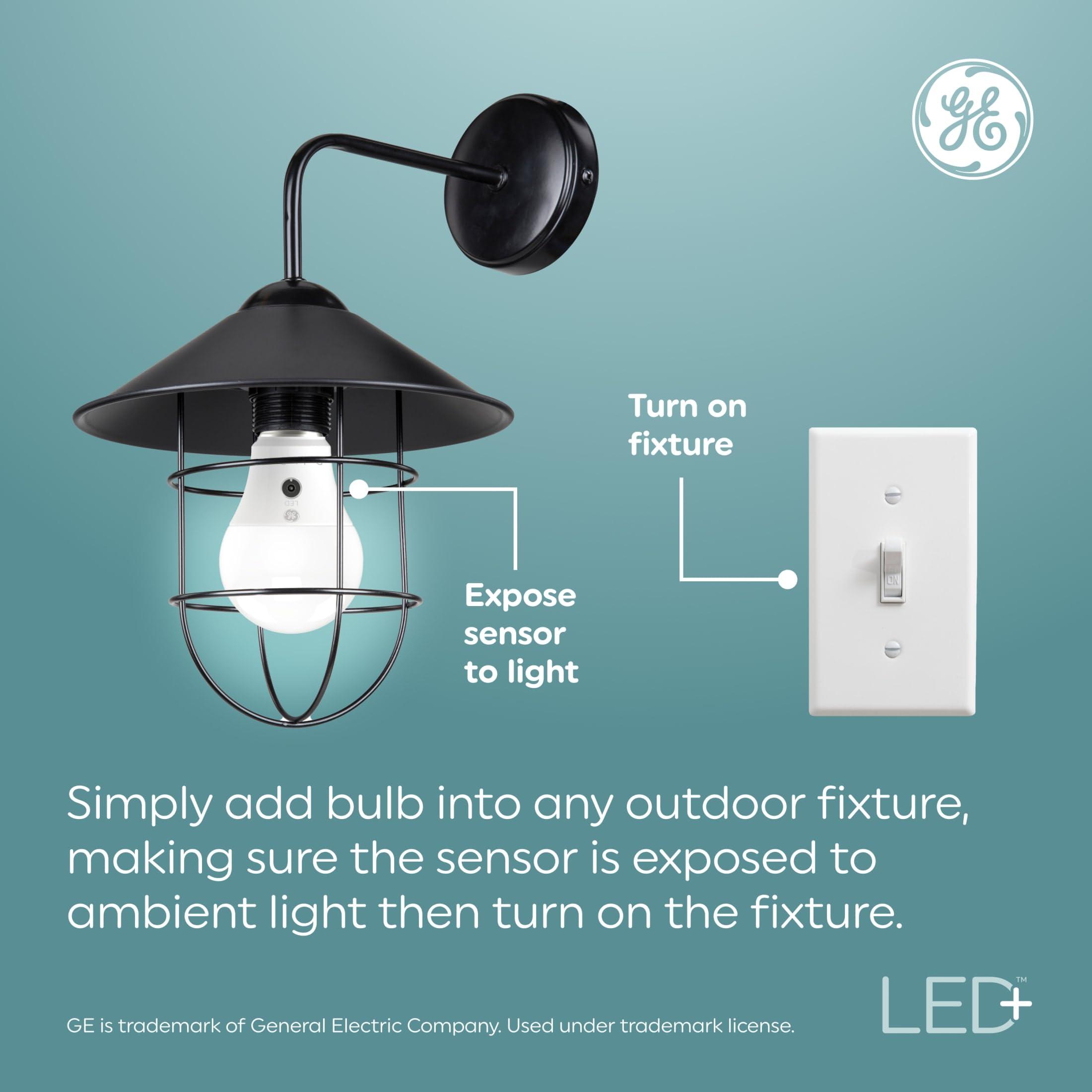 GE LED+ A19 Dusk to Dawn LED Light Bulb, Automatic On/Off Outdoor Security Light, Soft White (2 Pack) - Image 9
