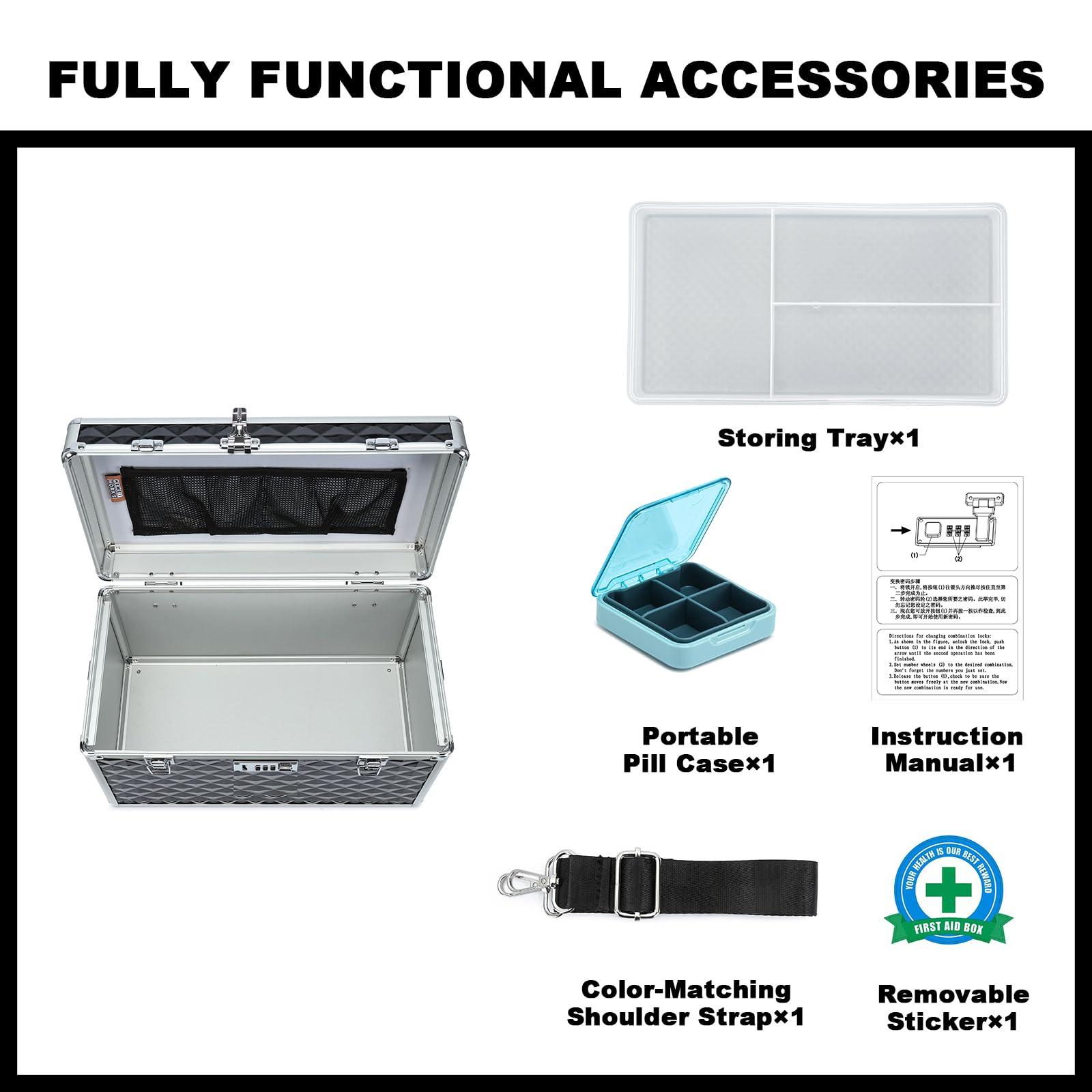 HEWEI WORKS Storage Lock Box with Combination Lock, Lockable Medicine Storage Box, Empty First Aid Box, Security Lock Box, Multipurpose Locking Box for Home and Outdoor Use (Black, X-Large) - Image 3