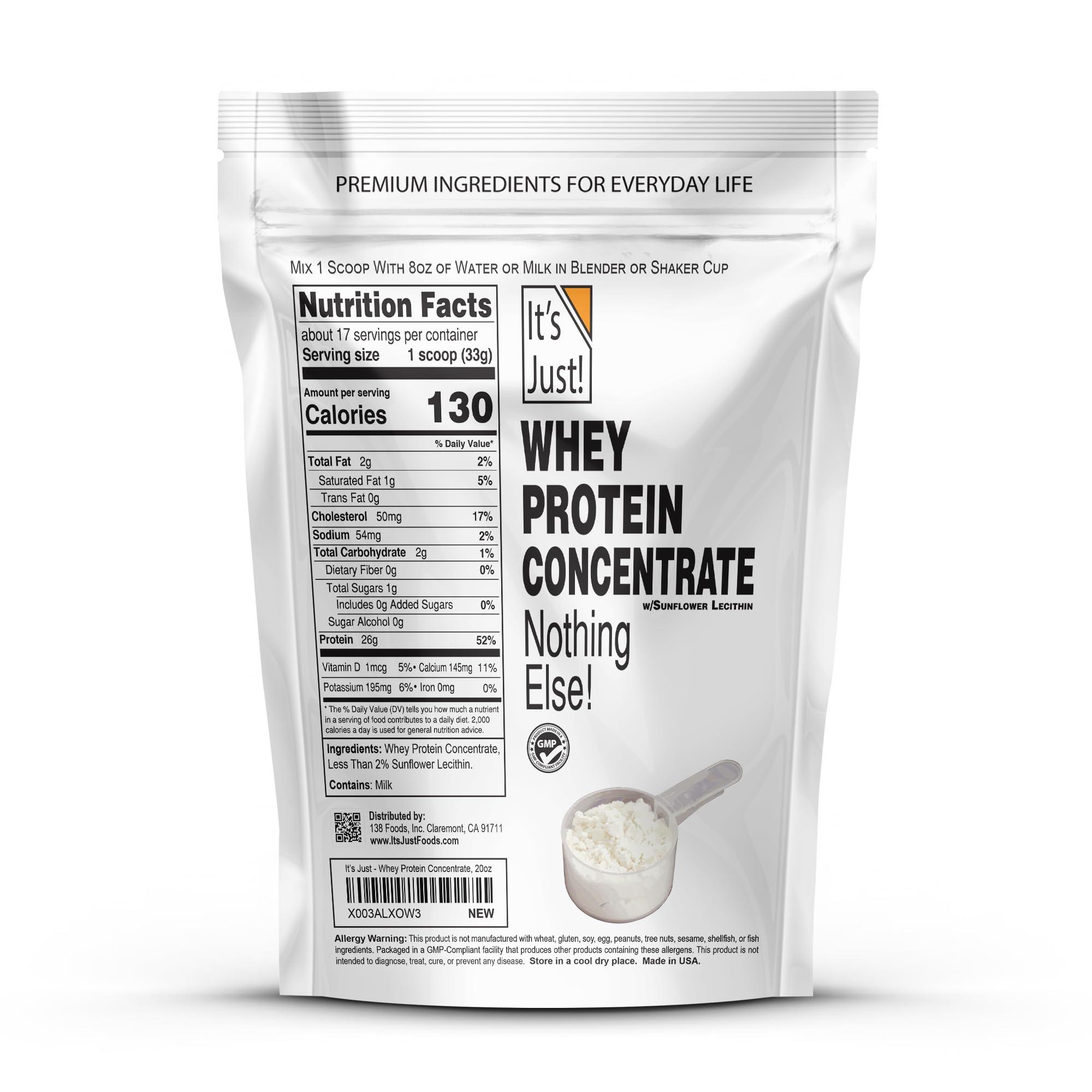It's Just! - 100% Whey Protein Concentrate, Made in USA, RBST/rBGH Hormone Free, Premium WPC-80, No Added Flavors or Artificial Sweeteners (1.25 Pound, Unflavored) - Image 2