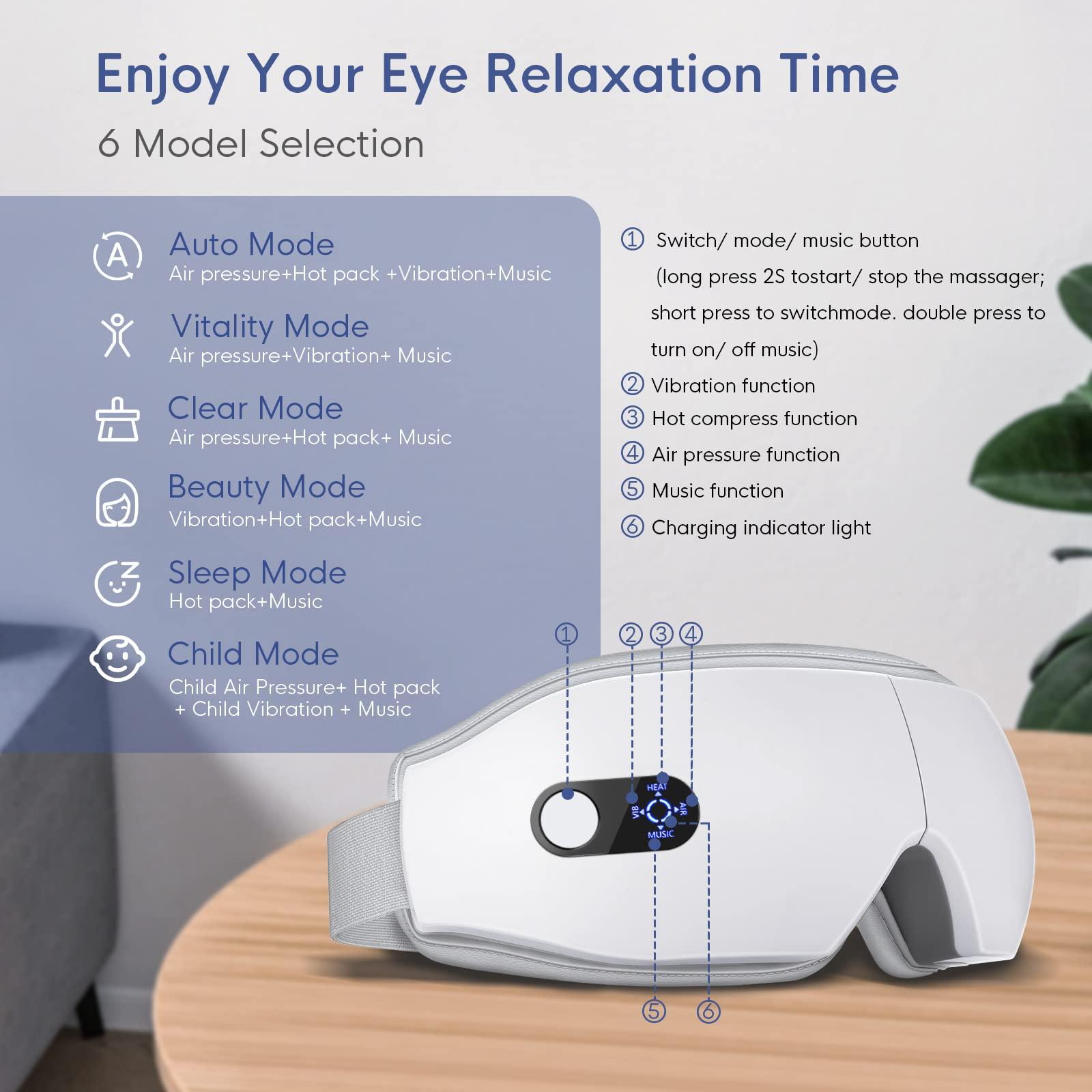 NOWWISH Eye Massager with Heat - Smart Mask for Relax Eye, Fathers Day, Birthday Gifts for Women and Men Mom Dad Wife - White - Image 3