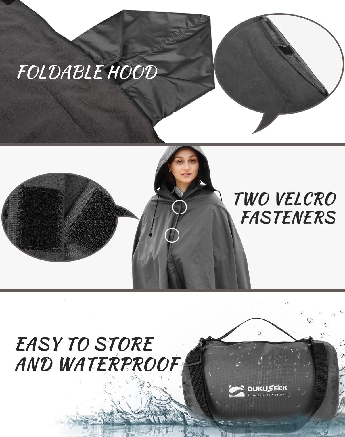DUKUSEEK Hooded Stadium Blanket, Waterproof Windproof Outdoor Fleece Blanket - Large (79x56), Portable, Wearable, Warm for Outdoor Camping, Picnic, Stadium, Sports, Beach, Concerts, Car, Dogs… - Image 4
