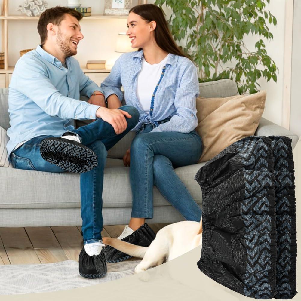 Disposable Shoe Covers, 100 Pack, Non-Woven Fabric, Fits Men's Size 8.5 and Women's 10, Double-Elastic Band - Image 2